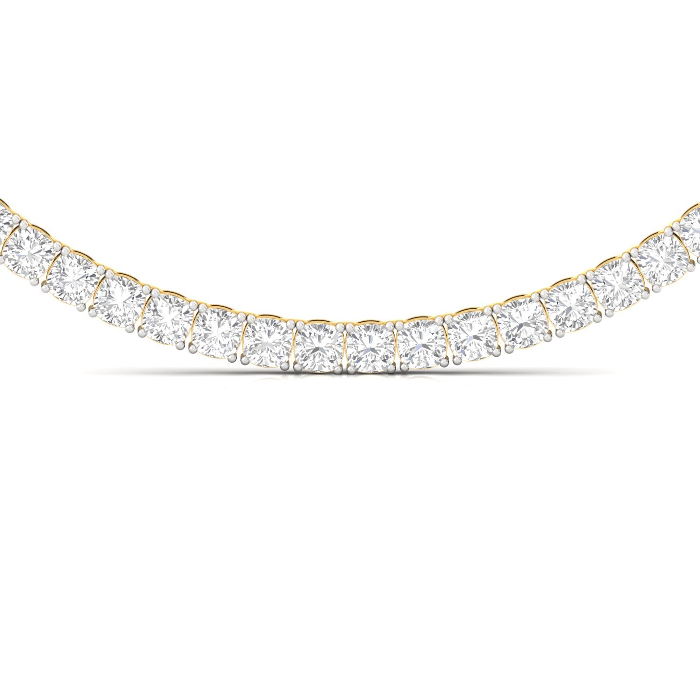 Cushion Cut Diamond Tennis Necklace | Lab Grown CVD Diamond Luxury Necklace | 925 Silver | 10K | 14K | 18K - View 3