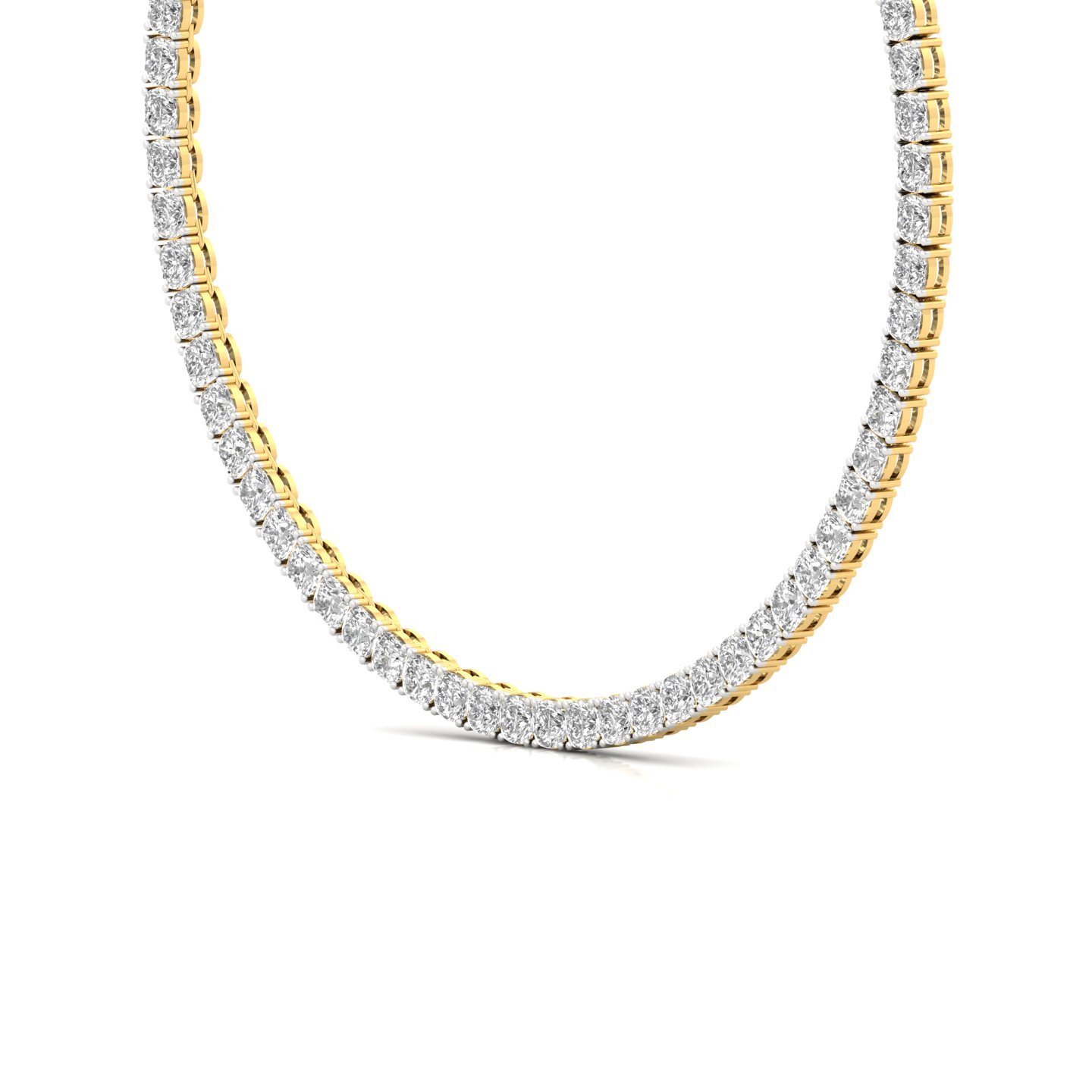 Cushion Cut Diamond Tennis Necklace | Lab Grown CVD Diamond Luxury Necklace | 925 Silver | 10K | 14K | 18K - View 2