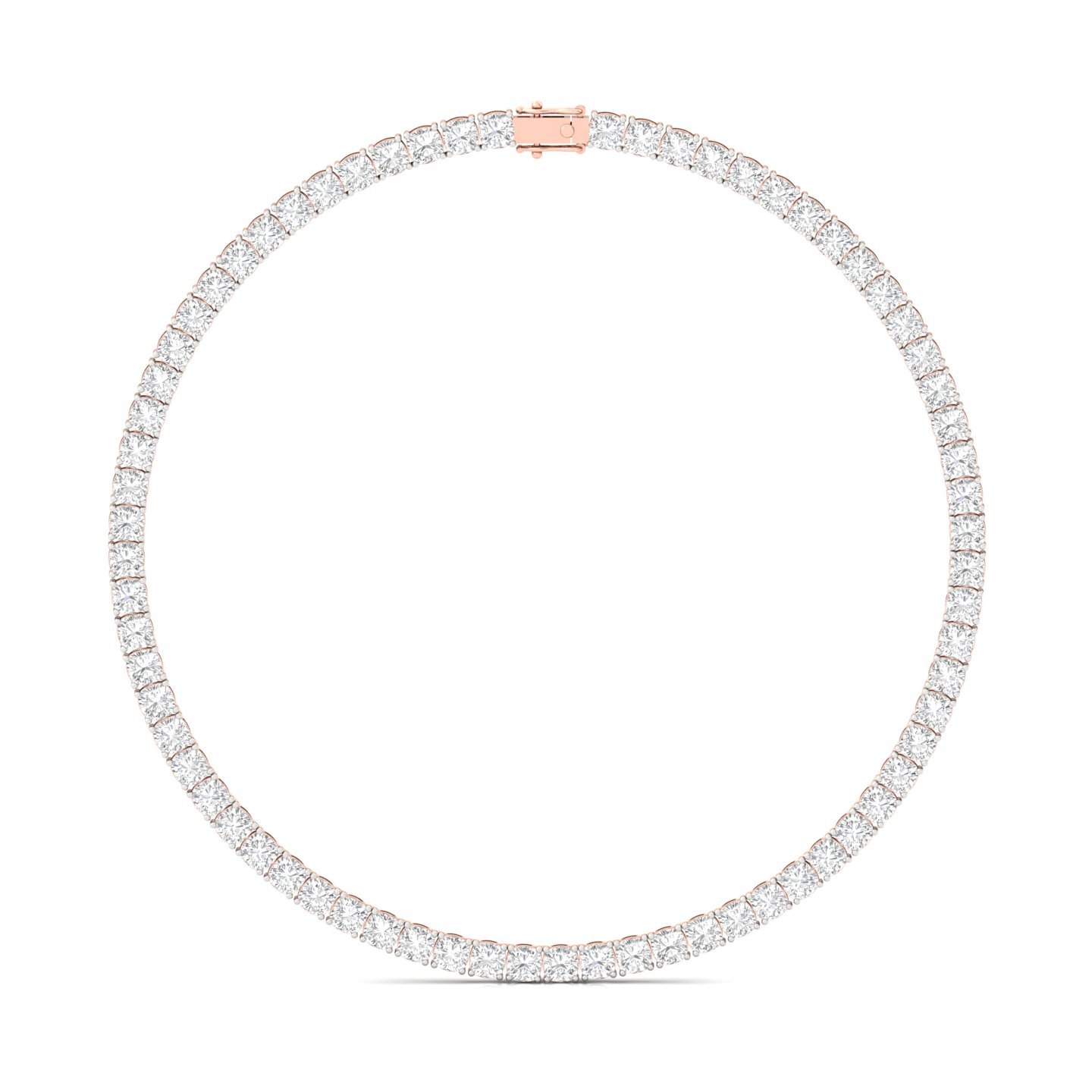 Cushion Cut Diamond Tennis Necklace | Lab Grown CVD Diamond Luxury Necklace | 925 Silver | 10K | 14K | 18K - Rose Gold Main View