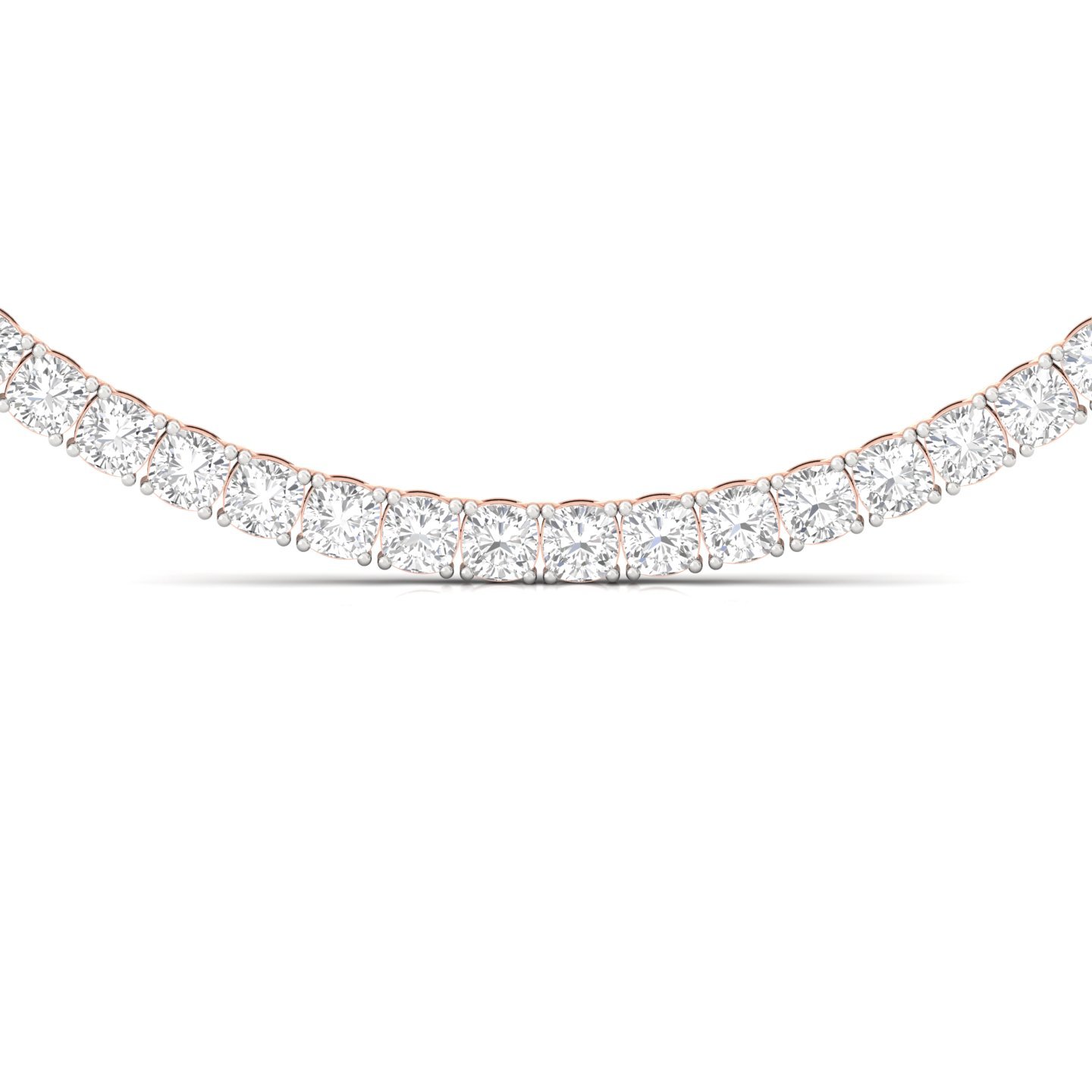 Cushion Cut Diamond Tennis Necklace | Lab Grown CVD Diamond Luxury Necklace | 925 Silver | 10K | 14K | 18K - View 3