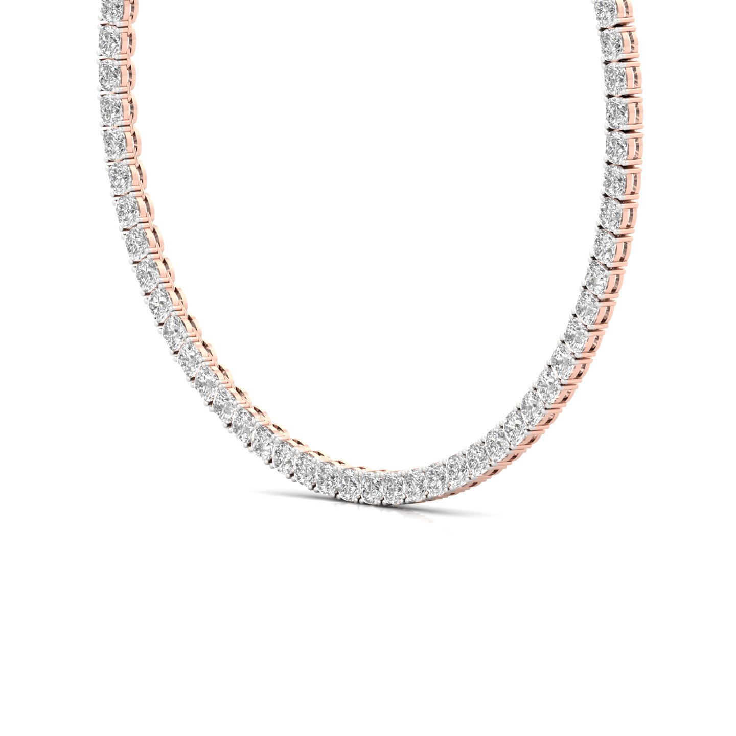 Cushion Cut Diamond Tennis Necklace | Lab Grown CVD Diamond Luxury Necklace | 925 Silver | 10K | 14K | 18K - View 2