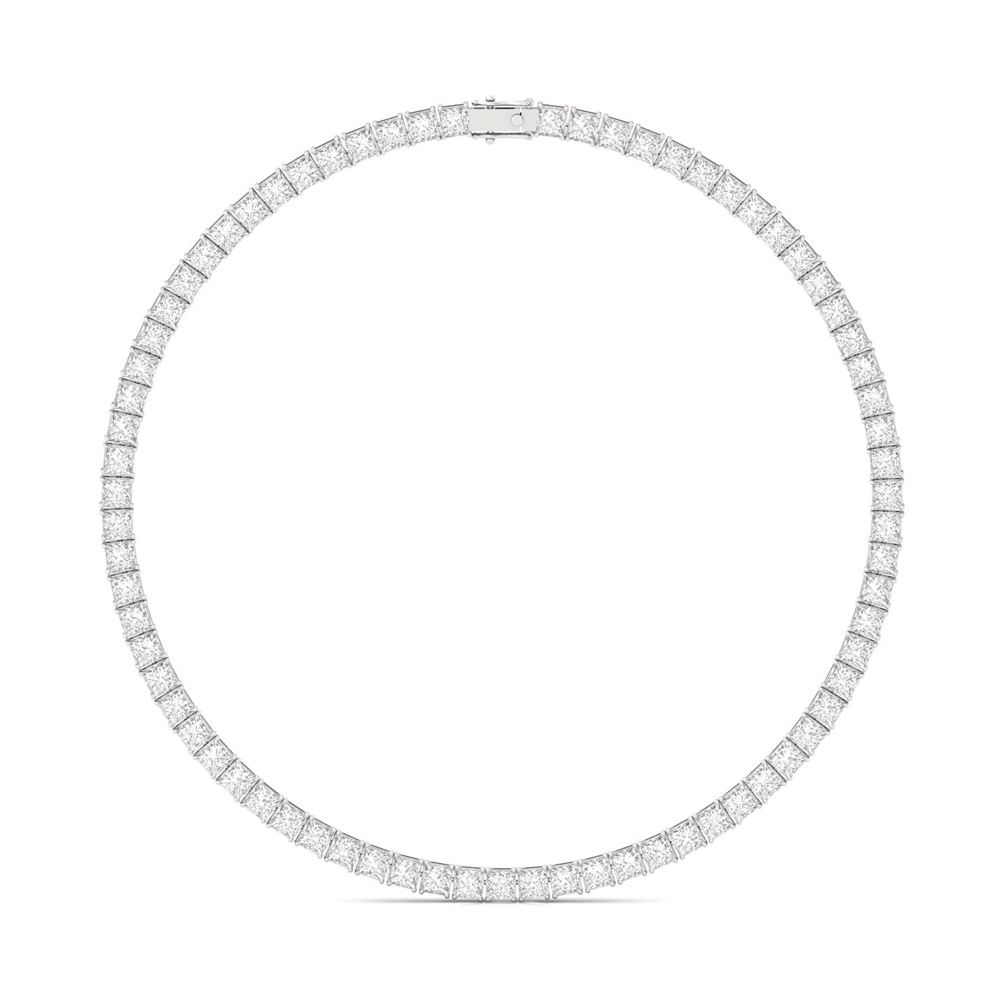 Princess Cut Diamond Tennis Necklace | Lab Grown CVD Diamond Statement Necklace | 925 Silver | 10K | 14K | 18K - Main View