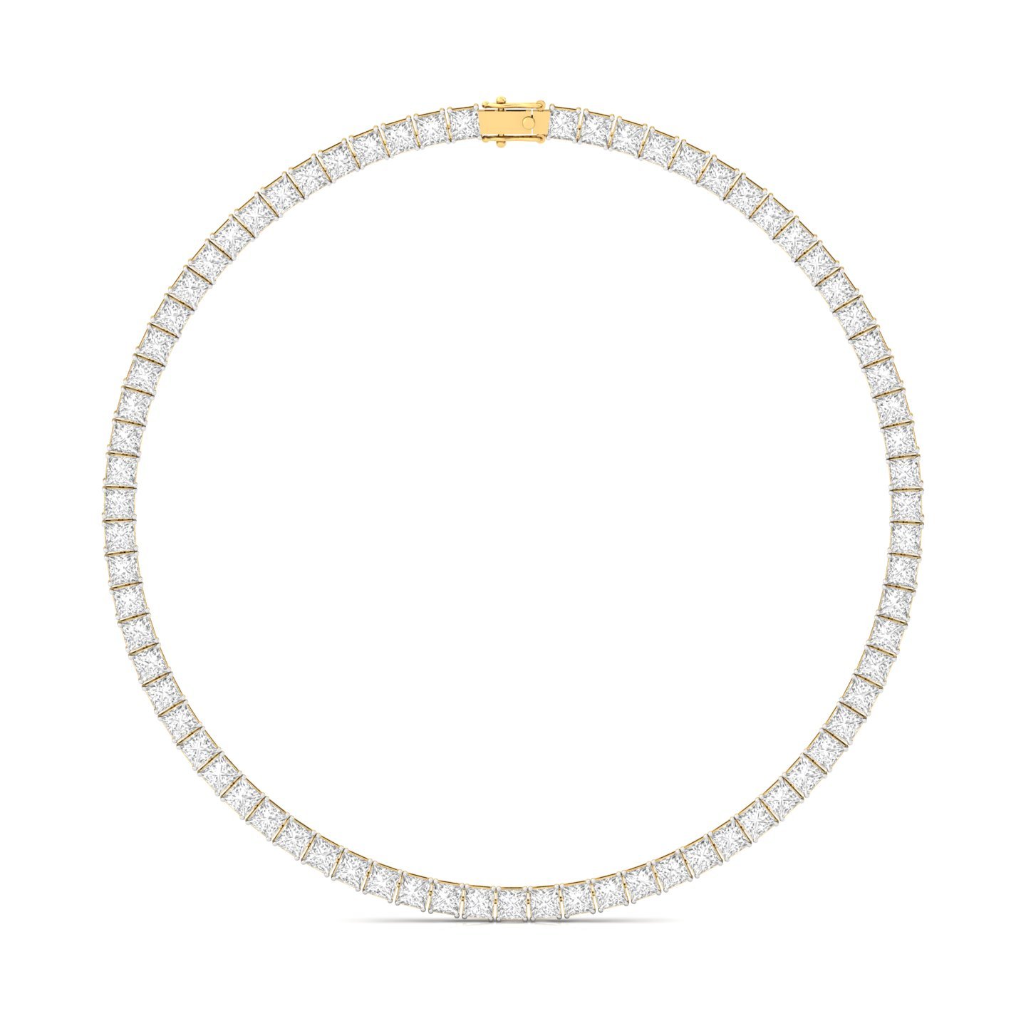 Princess Cut Diamond Tennis Necklace | Lab Grown CVD Diamond Statement Necklace | 925 Silver | 10K | 14K | 18K - Gold Main View