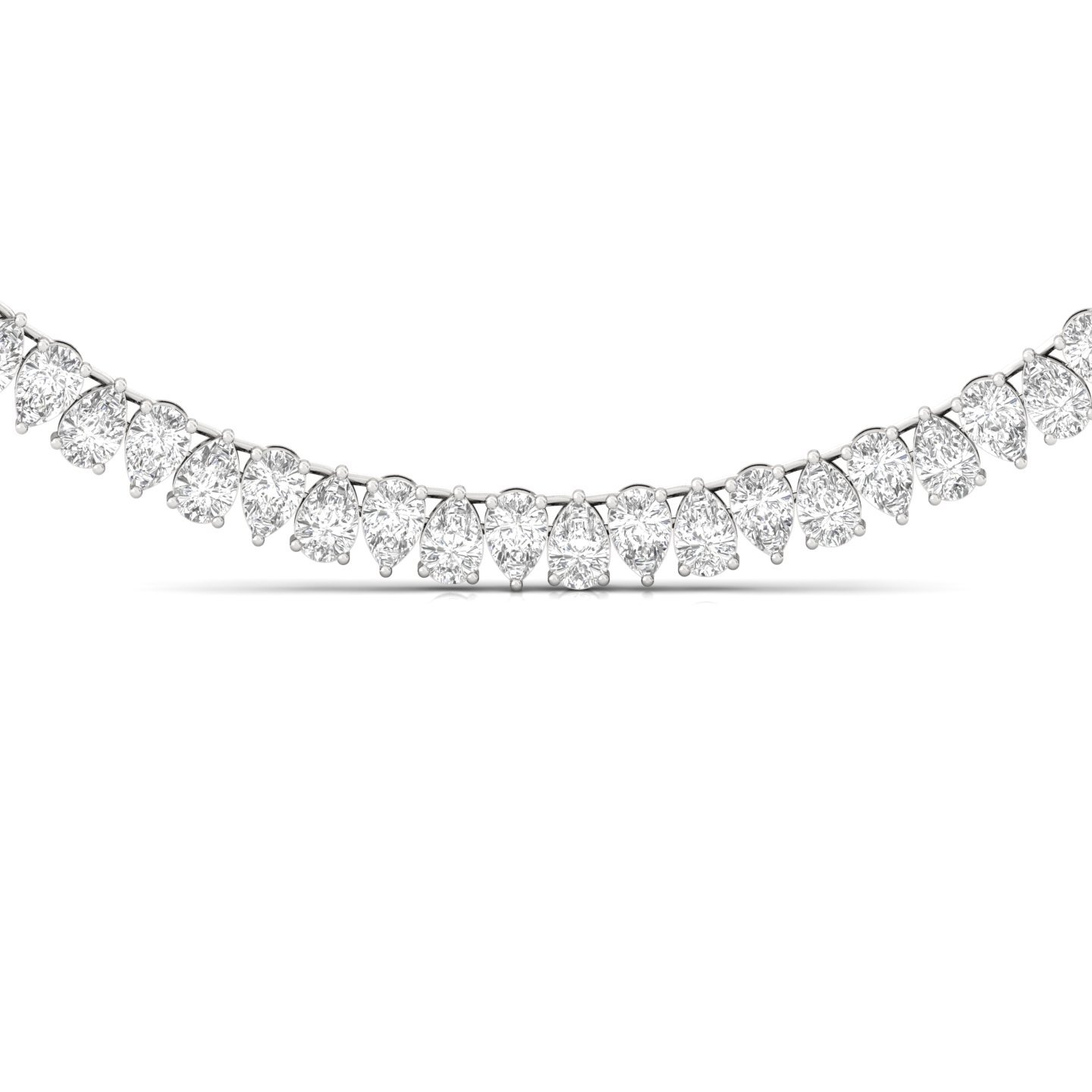 Pear Cut Diamond Tennis Necklace | Lab Grown CVD Diamond Statement Necklace | 925 Silver | 10K | 14K | 18K - View 3