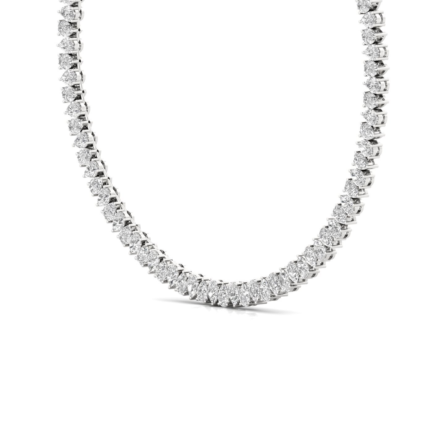 Pear Cut Diamond Tennis Necklace | Lab Grown CVD Diamond Statement Necklace | 925 Silver | 10K | 14K | 18K - View 2