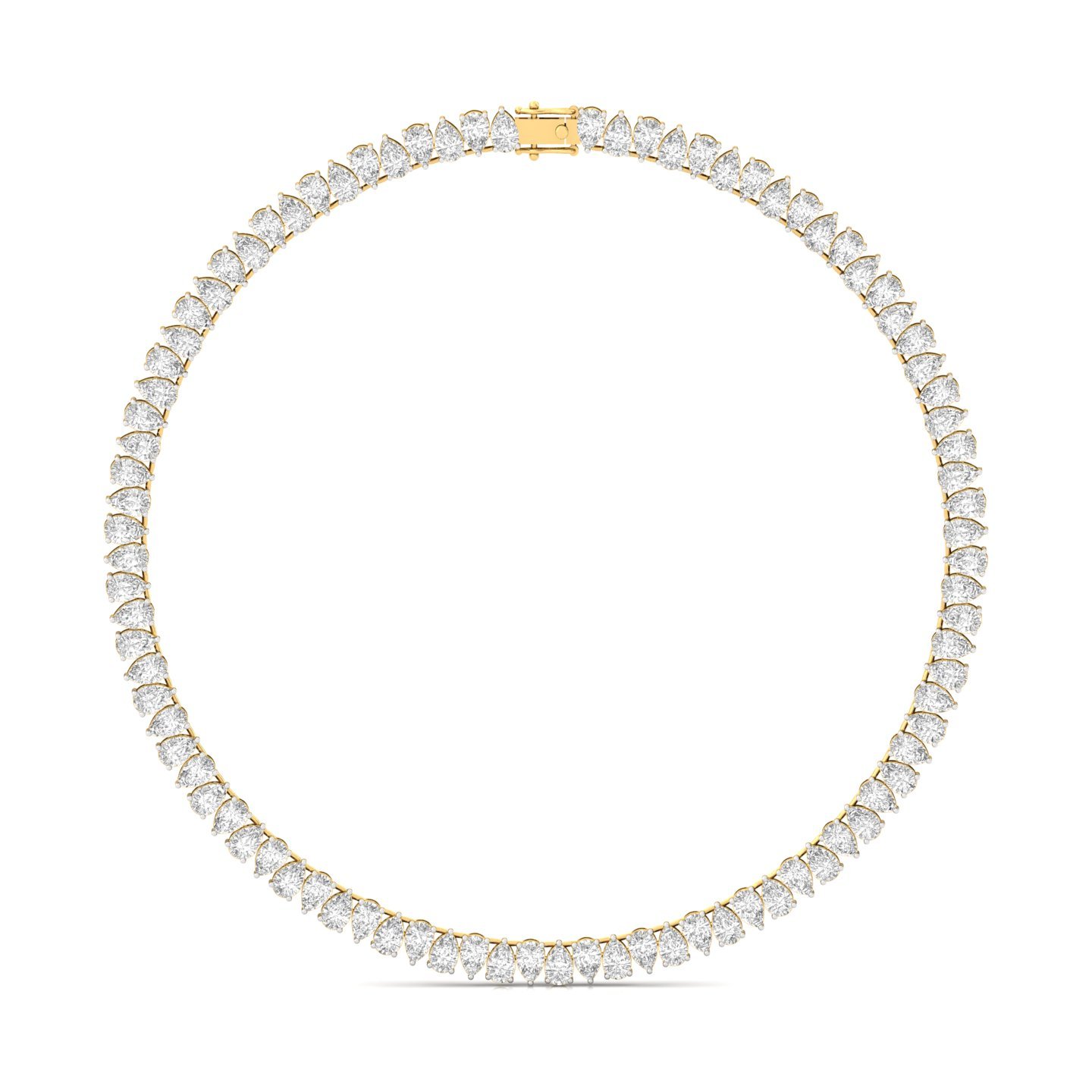 Pear Cut Diamond Tennis Necklace | Lab Grown CVD Diamond Statement Necklace | 925 Silver | 10K | 14K | 18K - Gold Main View