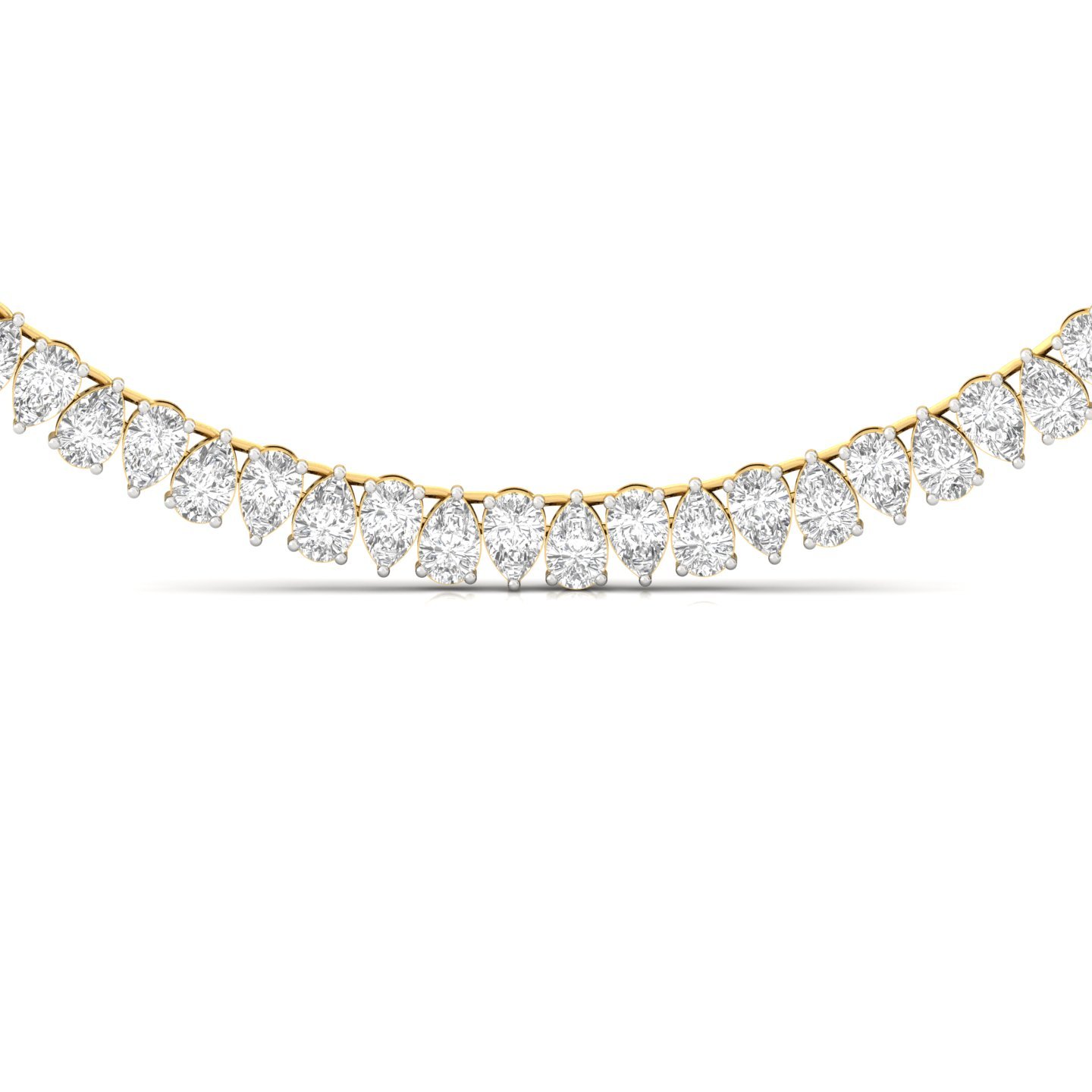 Pear Cut Diamond Tennis Necklace | Lab Grown CVD Diamond Statement Necklace | 925 Silver | 10K | 14K | 18K - View 3