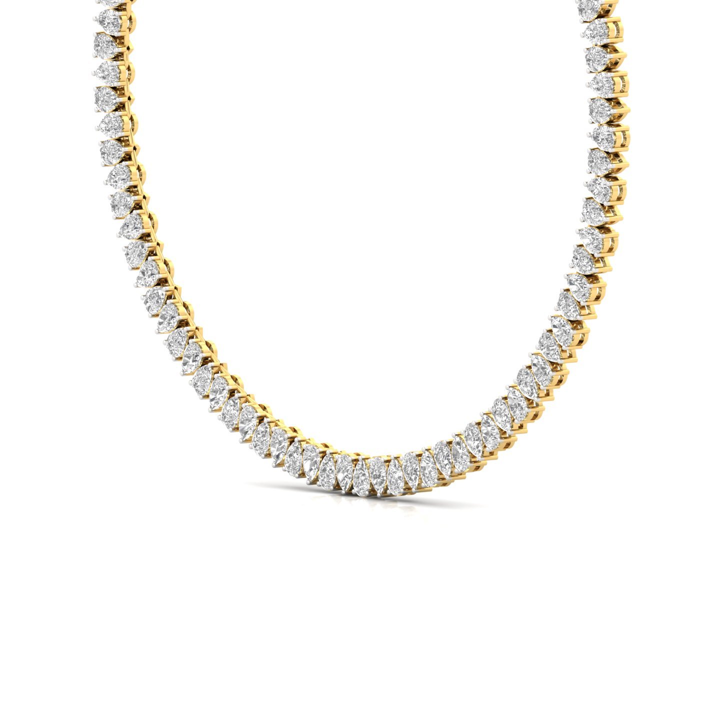 Pear Cut Diamond Tennis Necklace | Lab Grown CVD Diamond Statement Necklace | 925 Silver | 10K | 14K | 18K - View 2