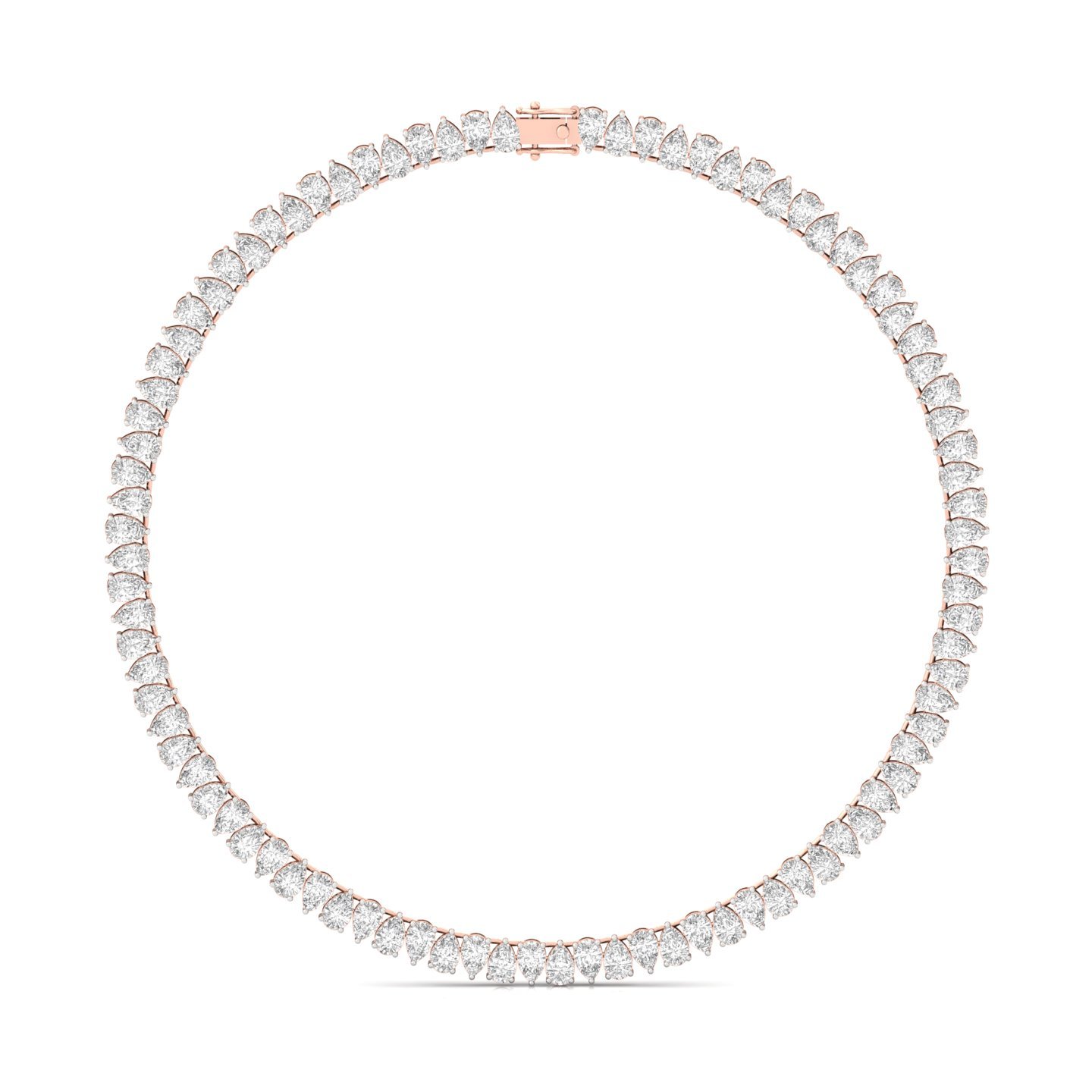 Pear Cut Diamond Tennis Necklace | Lab Grown CVD Diamond Statement Necklace | 925 Silver | 10K | 14K | 18K - Rose Gold Main View