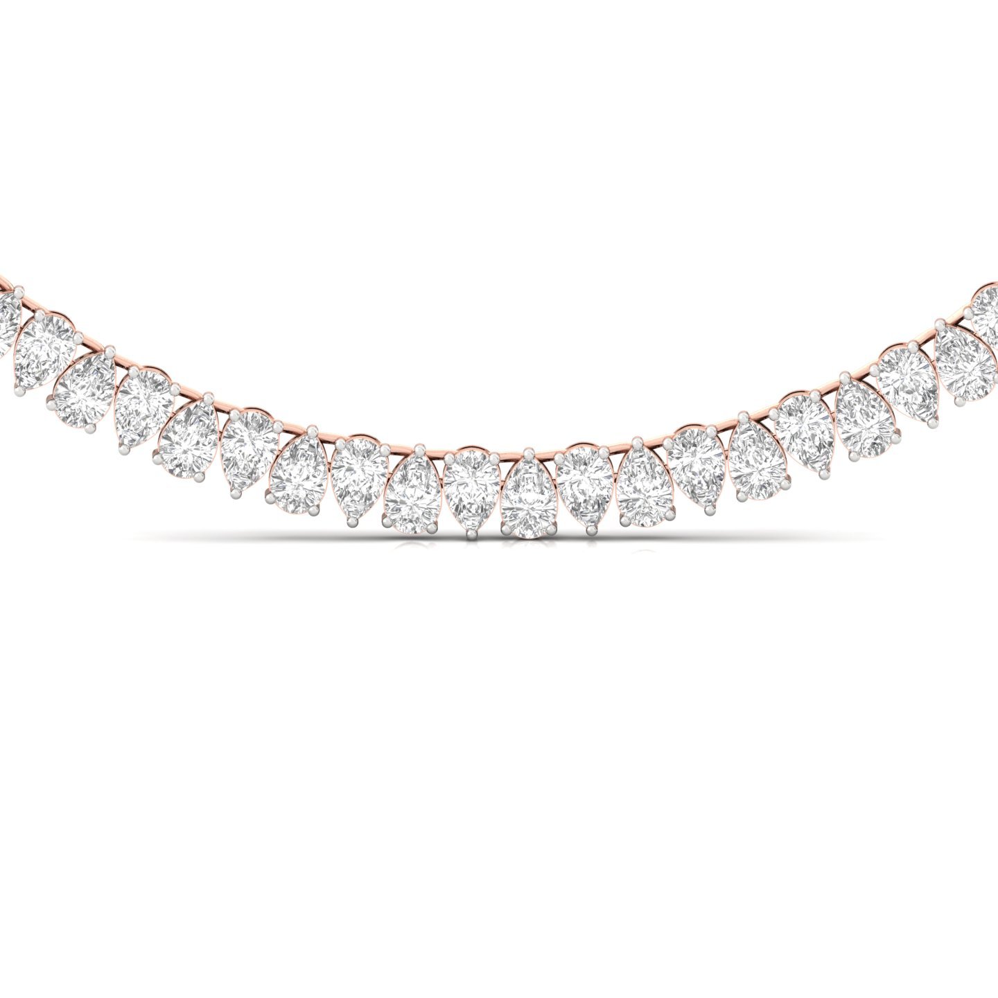 Pear Cut Diamond Tennis Necklace | Lab Grown CVD Diamond Statement Necklace | 925 Silver | 10K | 14K | 18K - View 3