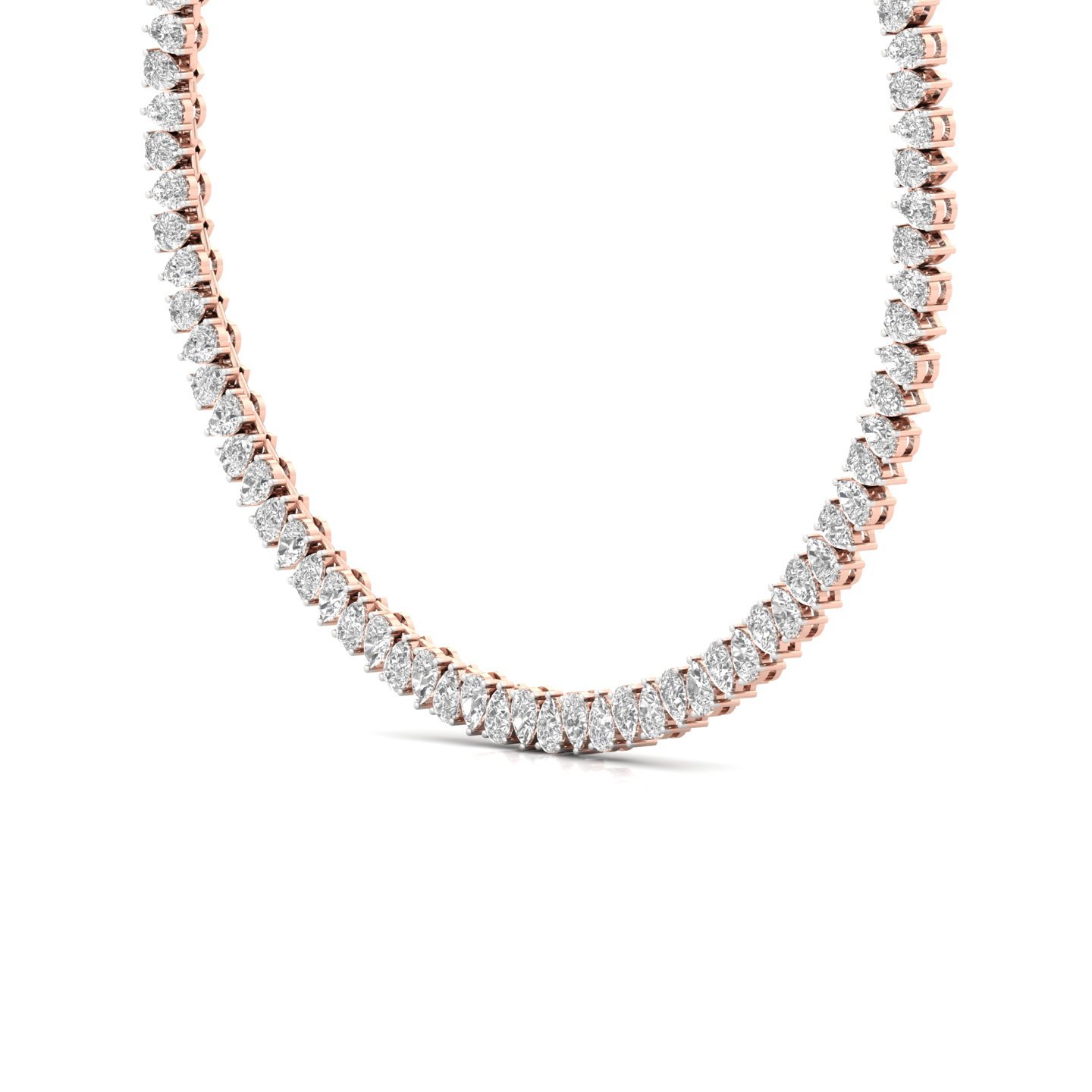 Pear Cut Diamond Tennis Necklace | Lab Grown CVD Diamond Statement Necklace | 925 Silver | 10K | 14K | 18K - View 2