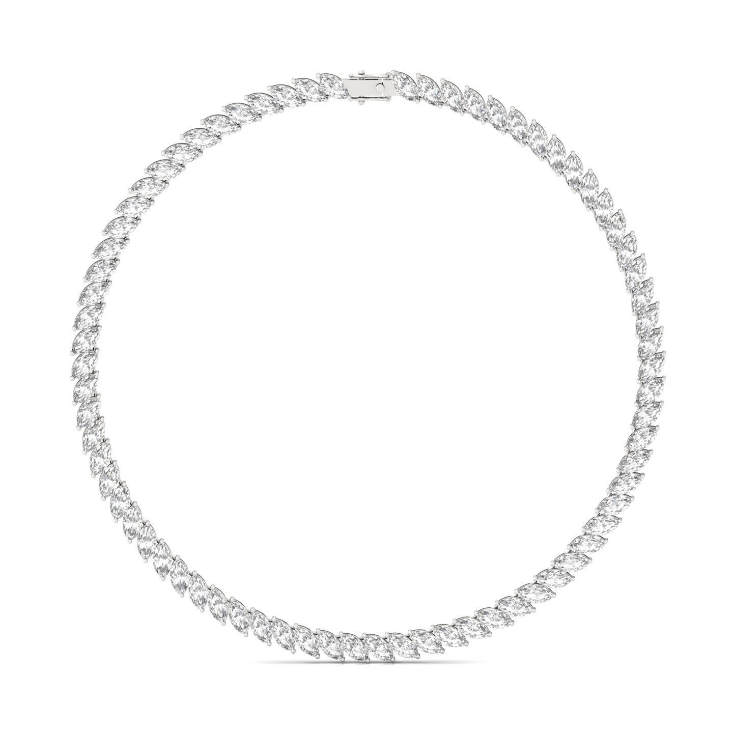 Marquise Cut Diamond Tennis Necklace | Lab Grown CVD Diamond Elegant Necklace | 925 Silver | 10K | 14K | 18K - Main View