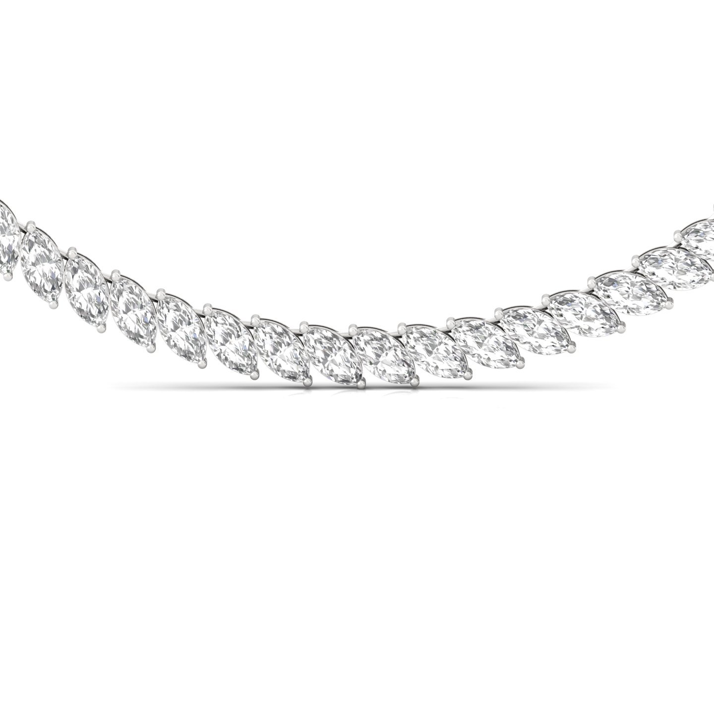 Marquise Cut Diamond Tennis Necklace | Lab Grown CVD Diamond Elegant Necklace | 925 Silver | 10K | 14K | 18K - View 3