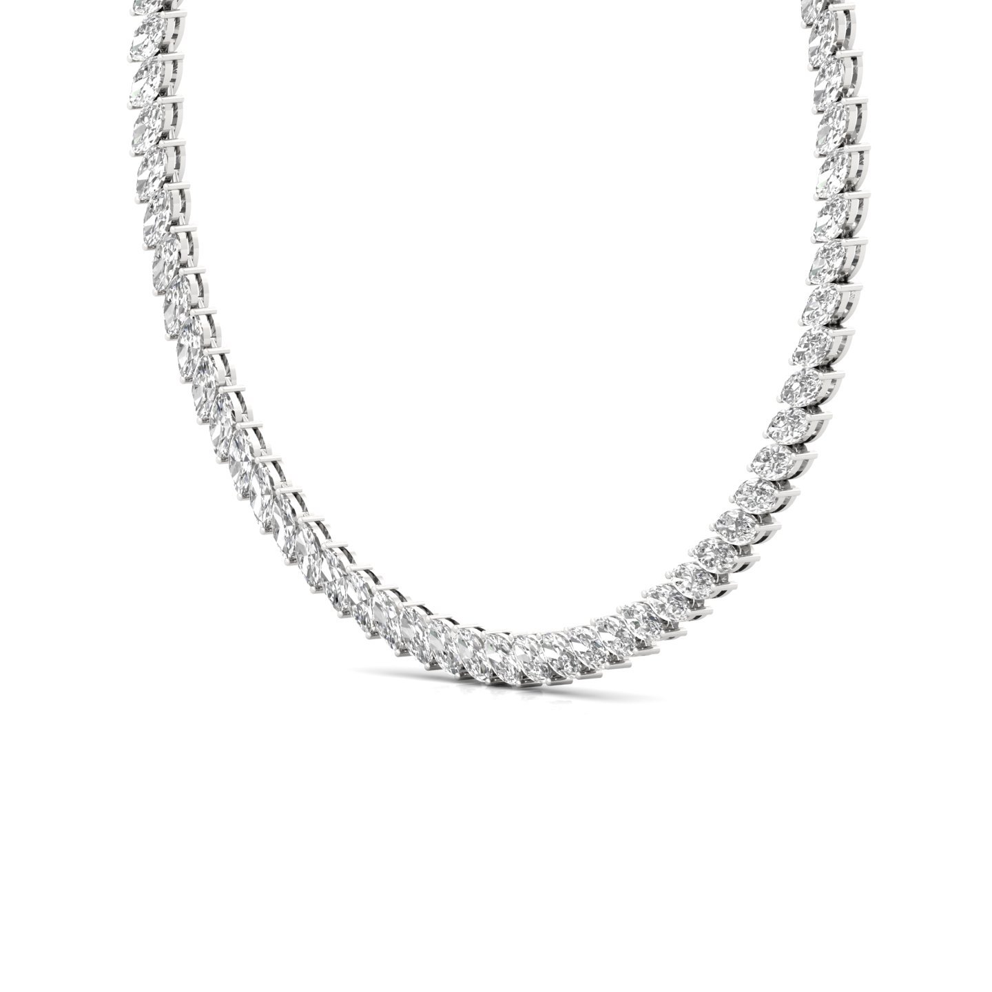 Marquise Cut Diamond Tennis Necklace | Lab Grown CVD Diamond Elegant Necklace | 925 Silver | 10K | 14K | 18K - View 2
