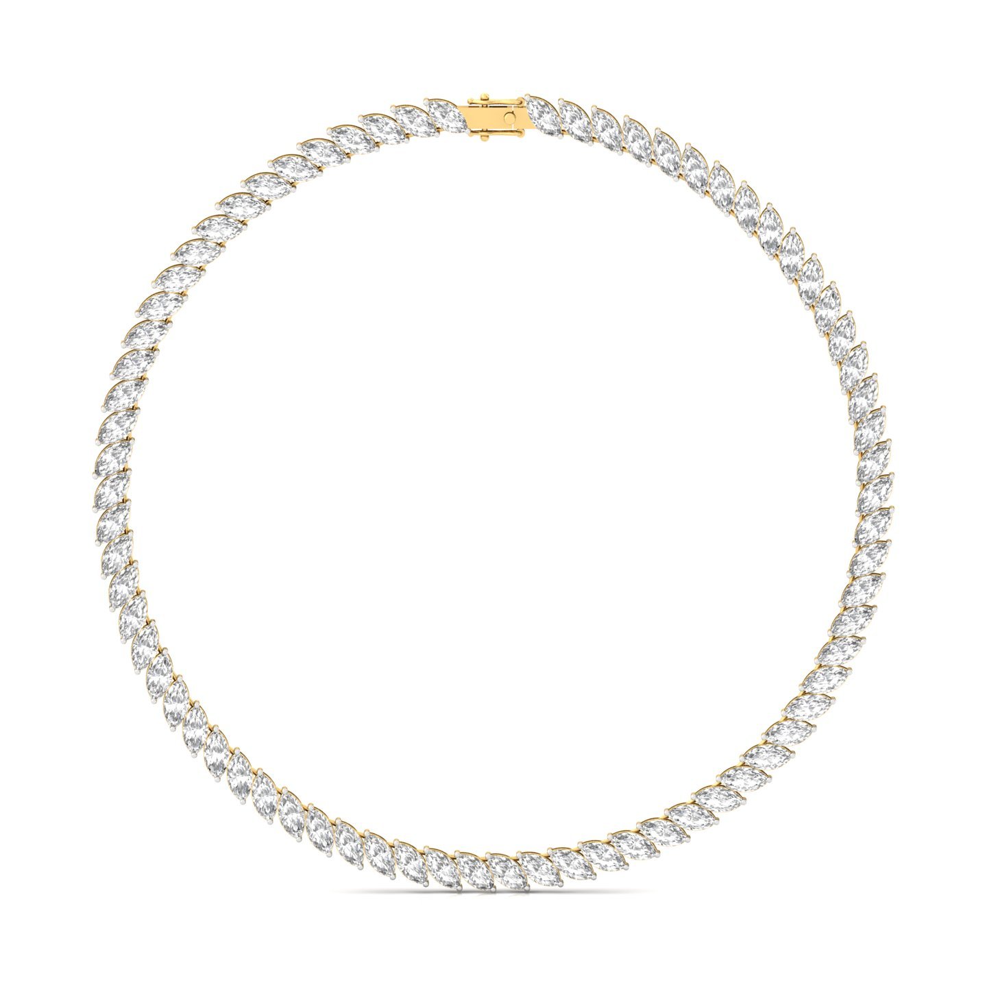 Marquise Cut Diamond Tennis Necklace | Lab Grown CVD Diamond Elegant Necklace | 925 Silver | 10K | 14K | 18K - Gold Main View