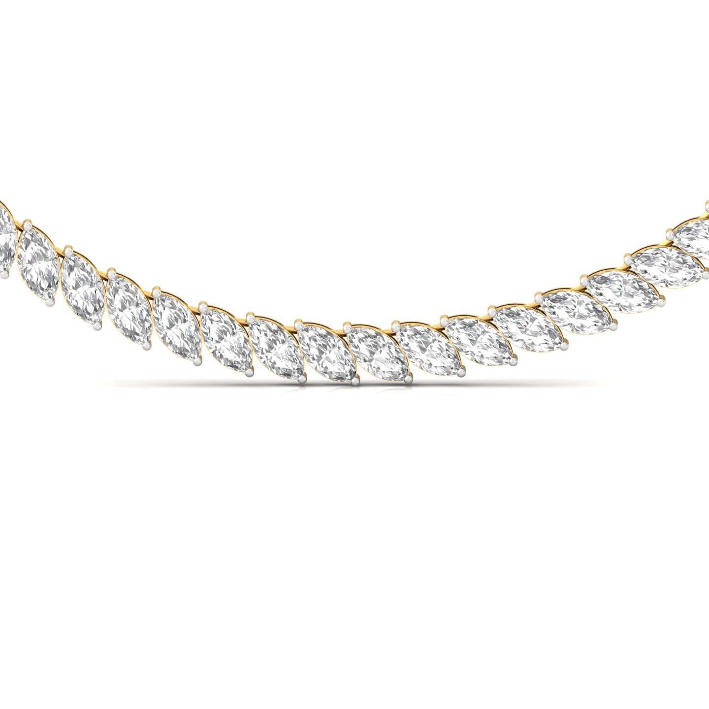 Marquise Cut Diamond Tennis Necklace | Lab Grown CVD Diamond Elegant Necklace | 925 Silver | 10K | 14K | 18K - View 3