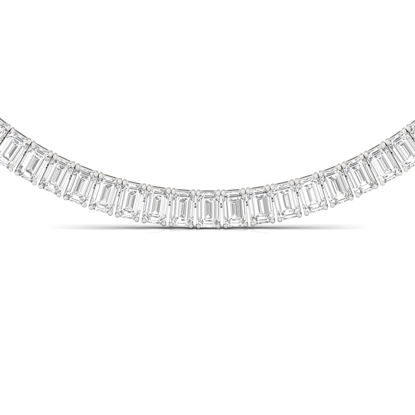 Emerald Cut Diamond Tennis Necklace | Lab Grown CVD Diamond Classic Necklace | 925 Silver | 10K | 14K | 18K - View 3