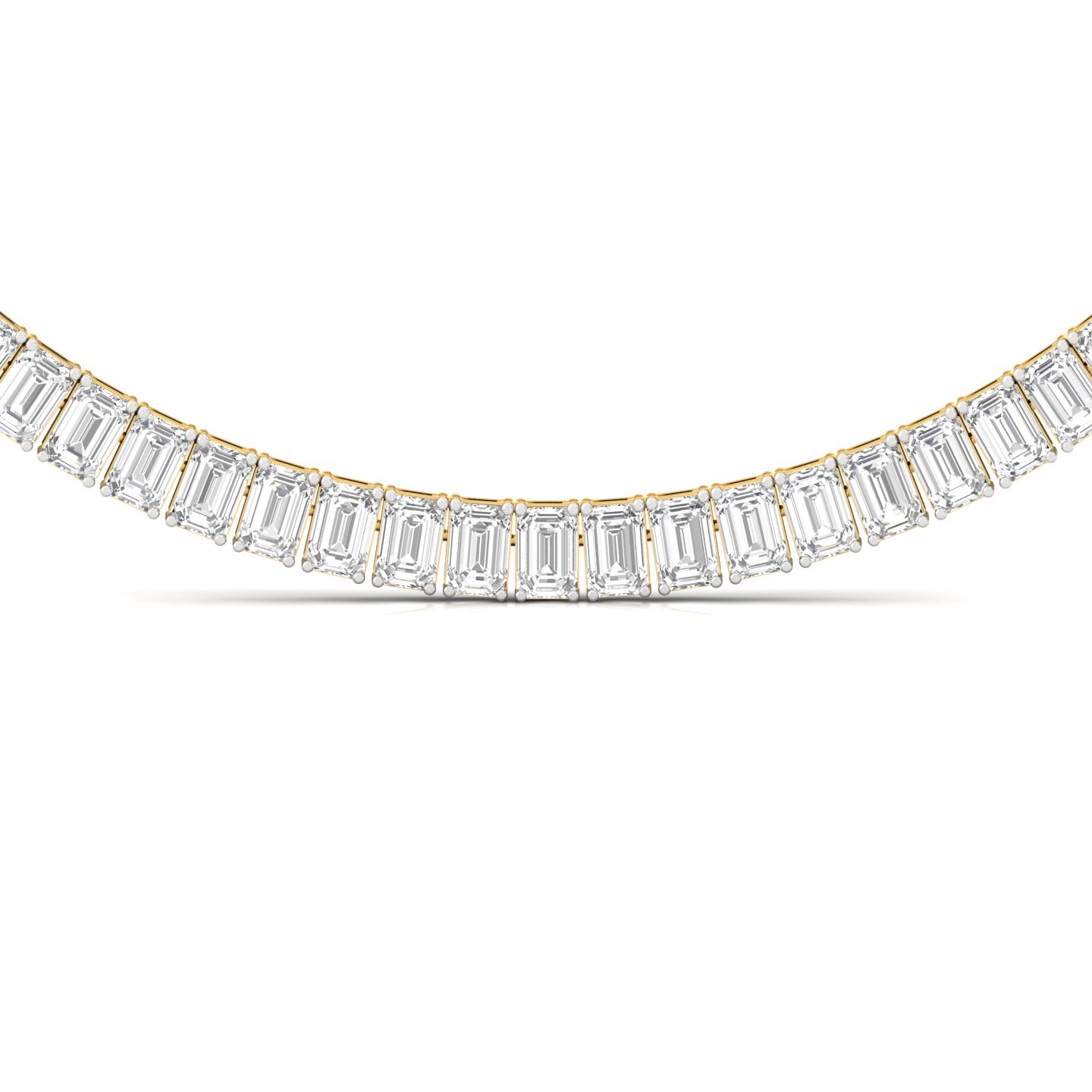 Emerald Cut Diamond Tennis Necklace | Lab Grown CVD Diamond Classic Necklace | 925 Silver | 10K | 14K | 18K - View 3