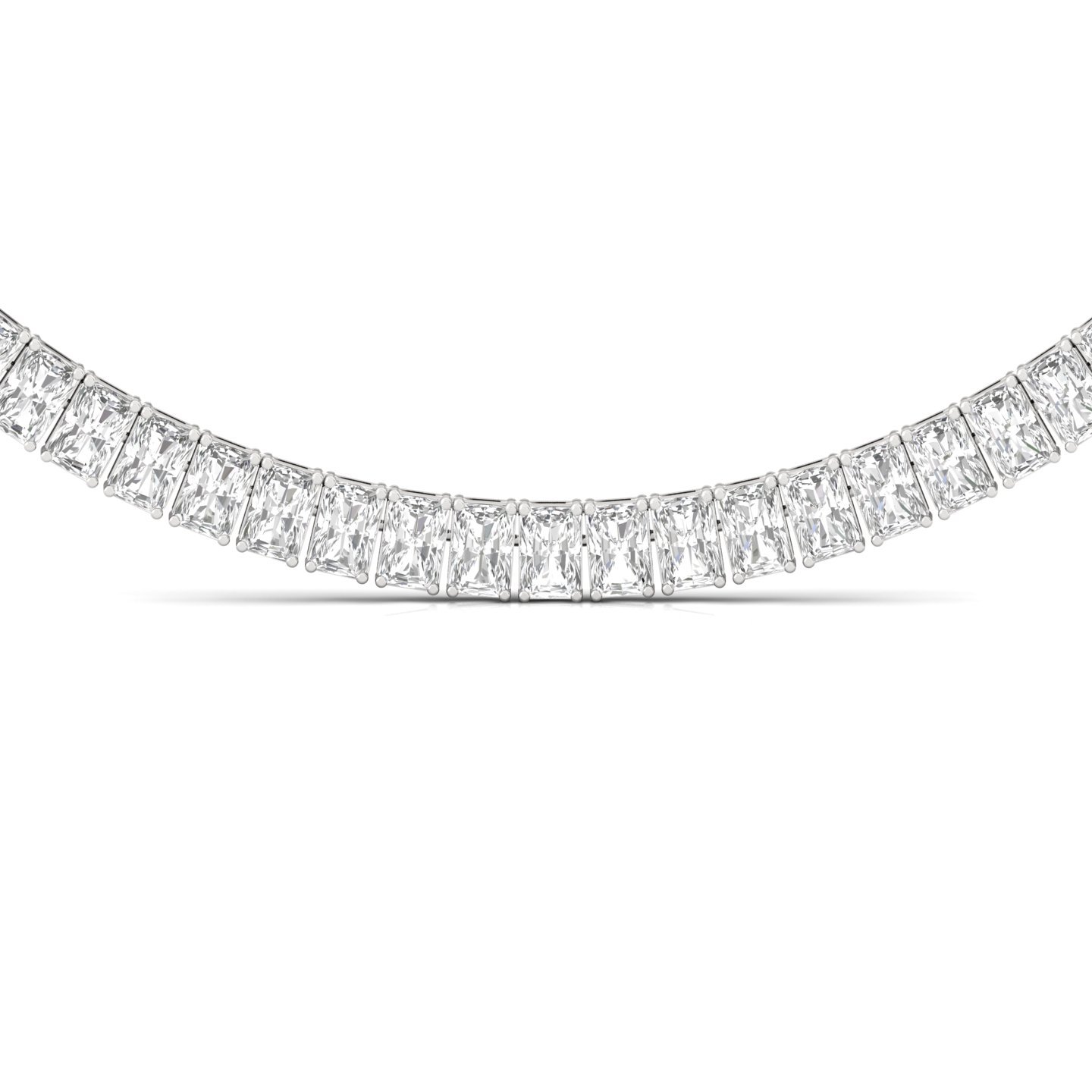 Radiant Cut Diamond Tennis Necklace | Lab Grown CVD Diamond Classic Necklace | 925 Silver | 10K | 14K | 18K - View 3