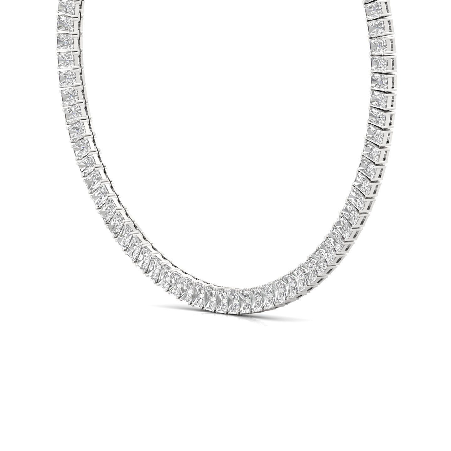 Radiant Cut Diamond Tennis Necklace | Lab Grown CVD Diamond Classic Necklace | 925 Silver | 10K | 14K | 18K - View 2