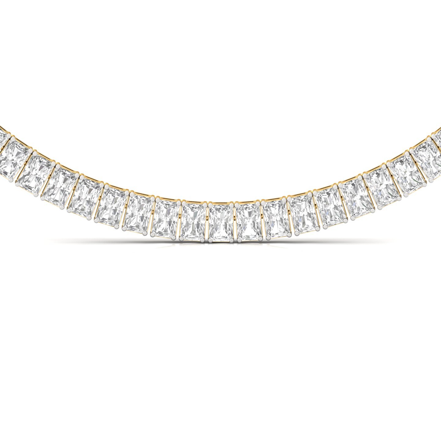 Radiant Cut Diamond Tennis Necklace | Lab Grown CVD Diamond Classic Necklace | 925 Silver | 10K | 14K | 18K - View 3