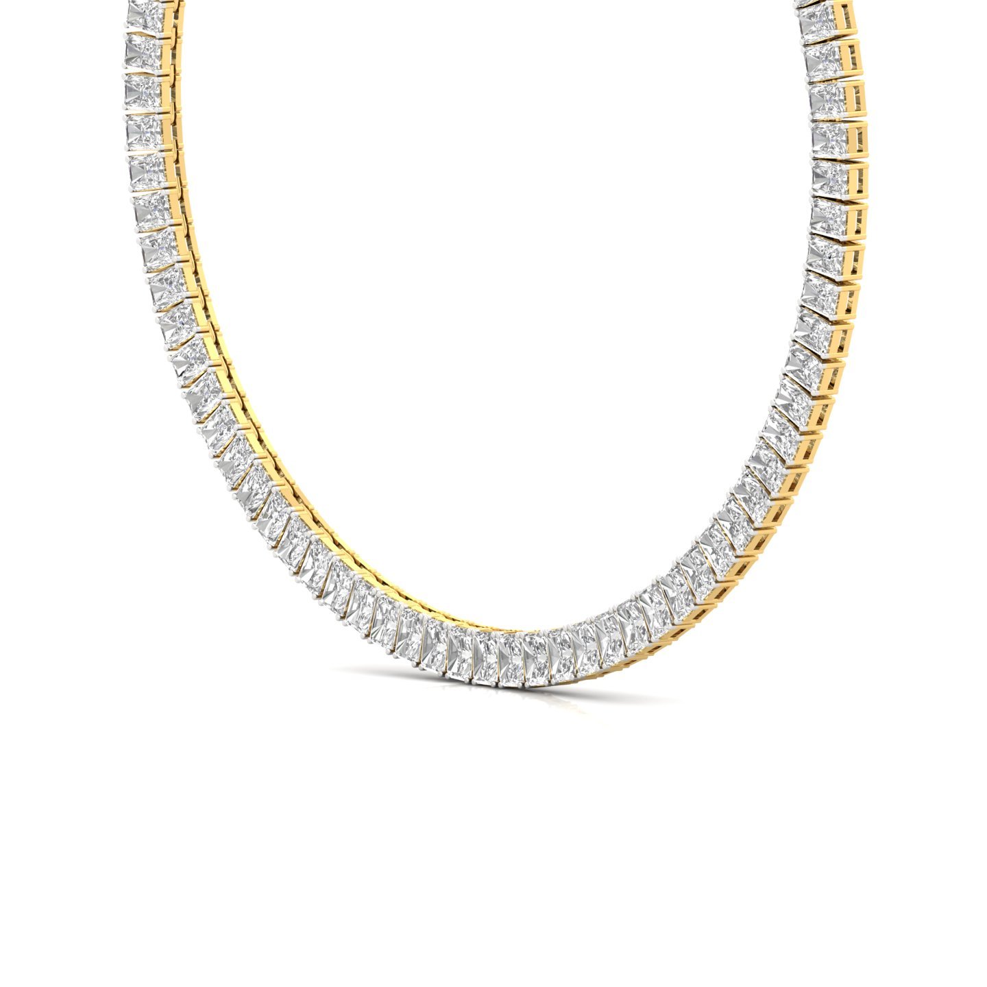 Radiant Cut Diamond Tennis Necklace | Lab Grown CVD Diamond Classic Necklace | 925 Silver | 10K | 14K | 18K - View 2
