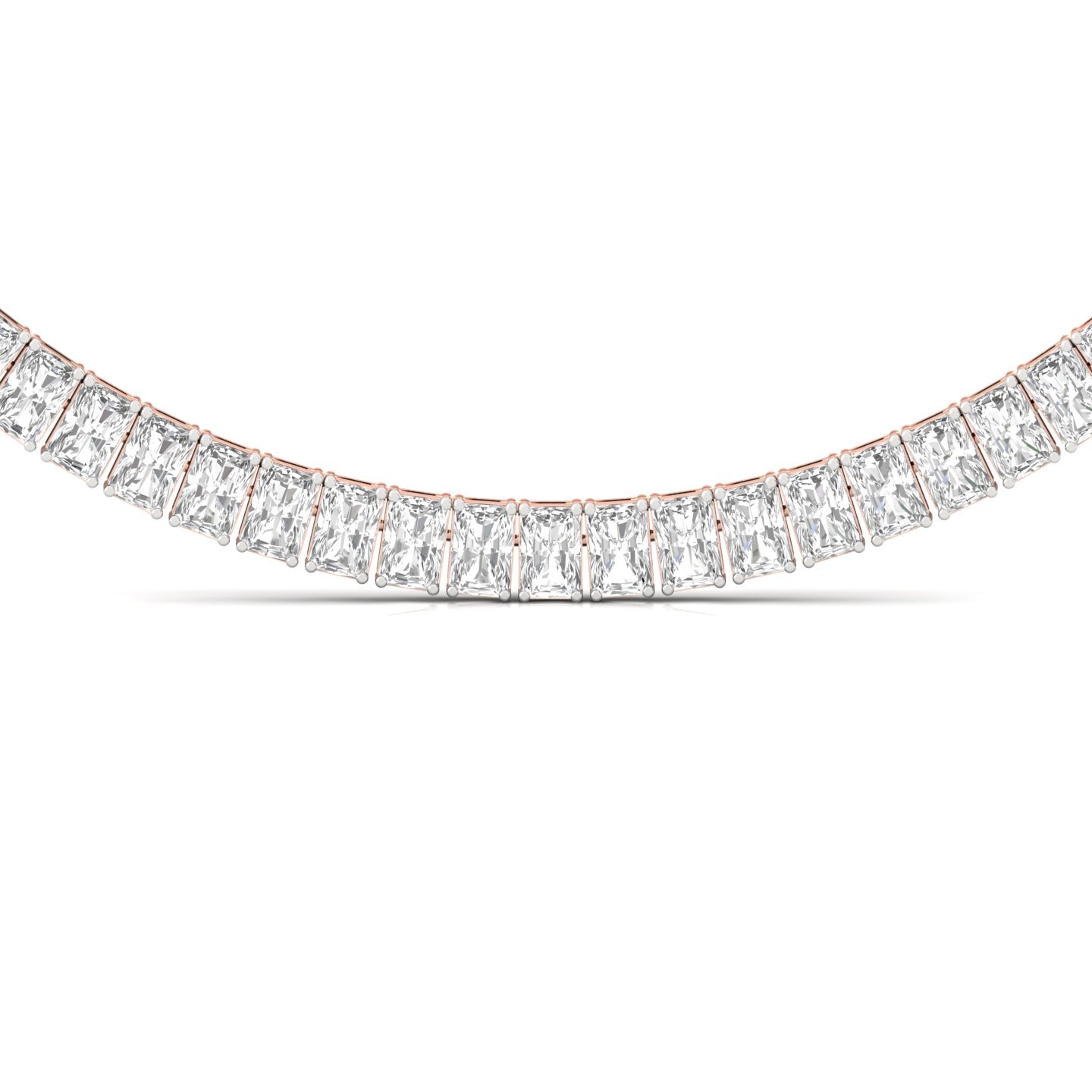 Radiant Cut Diamond Tennis Necklace | Lab Grown CVD Diamond Classic Necklace | 925 Silver | 10K | 14K | 18K - View 3