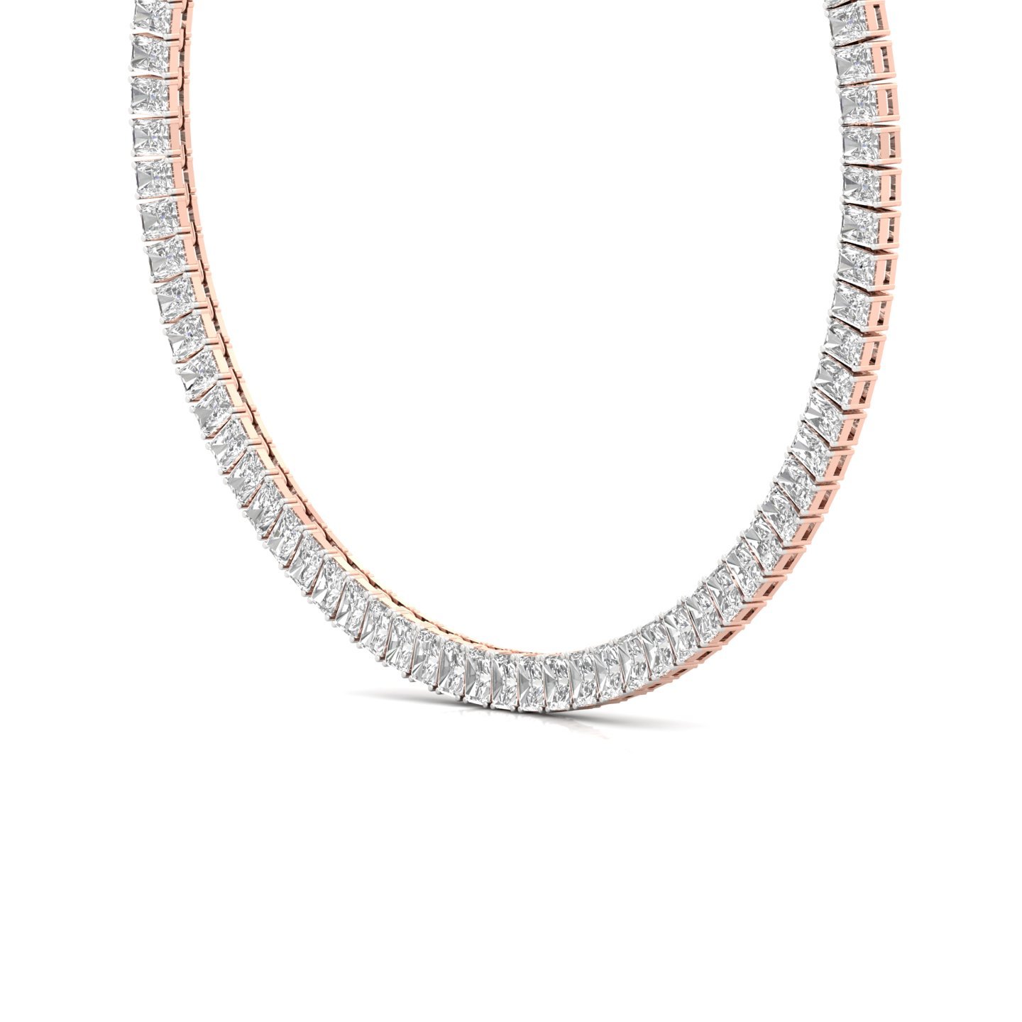 Radiant Cut Diamond Tennis Necklace | Lab Grown CVD Diamond Classic Necklace | 925 Silver | 10K | 14K | 18K - View 2