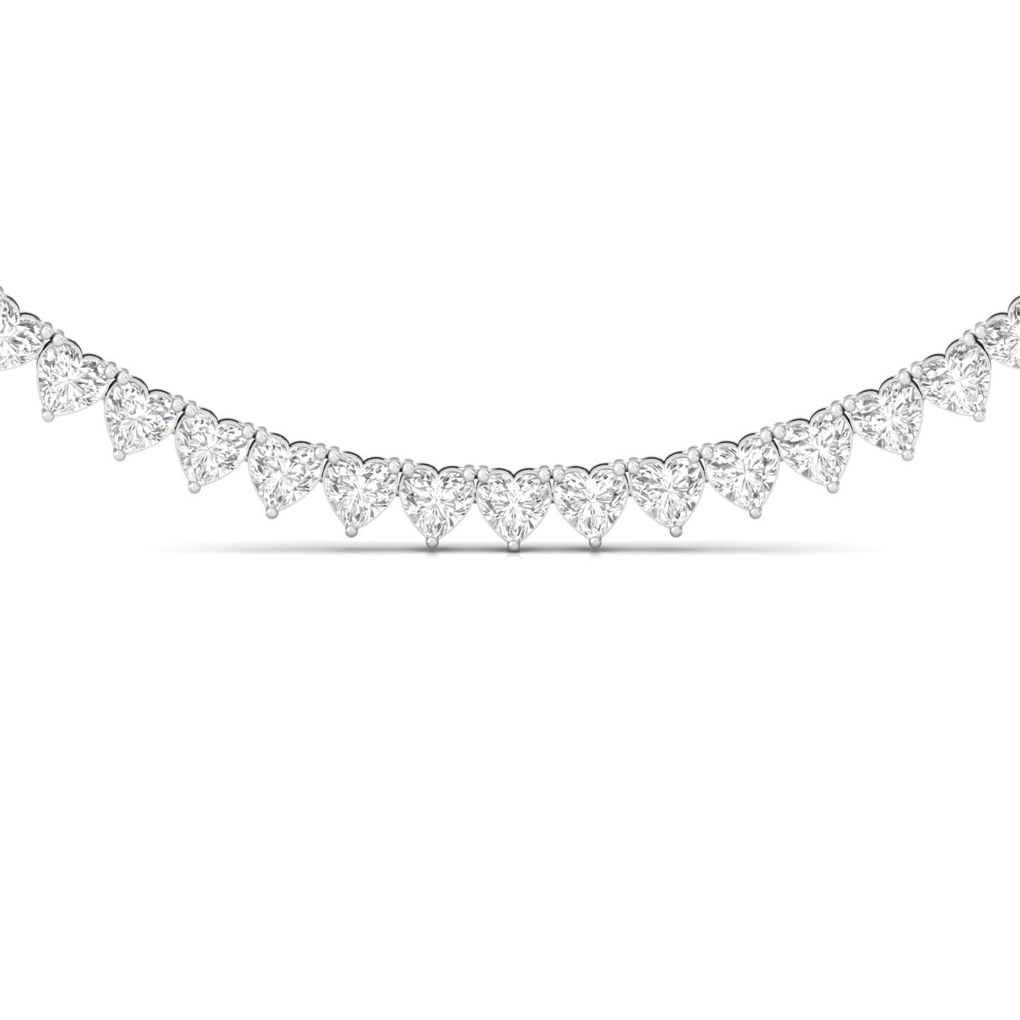 Heart Cut Diamond Tennis Necklace | Lab Grown CVD Diamond Romantic Necklace | 925 Silver | 10K | 14K | 18K - View 3