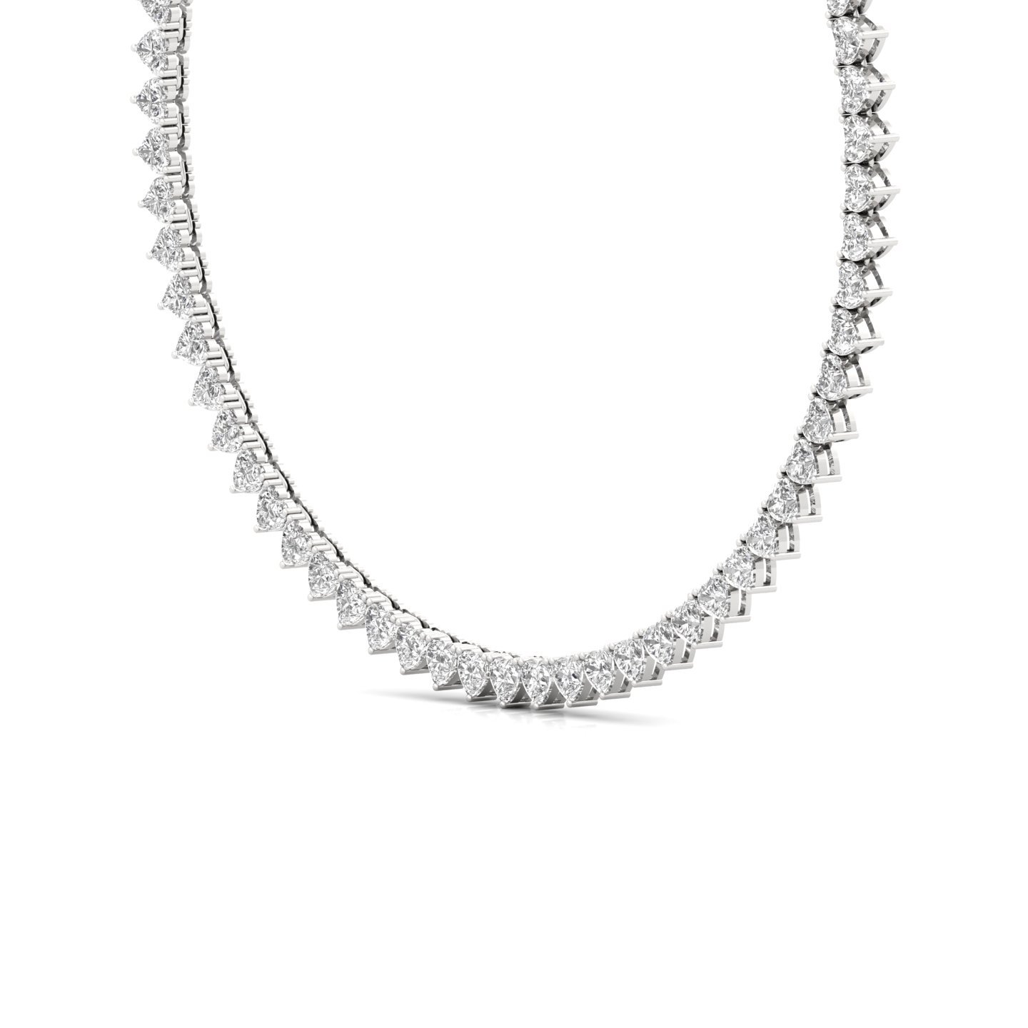 Heart Cut Diamond Tennis Necklace | Lab Grown CVD Diamond Romantic Necklace | 925 Silver | 10K | 14K | 18K - View 2