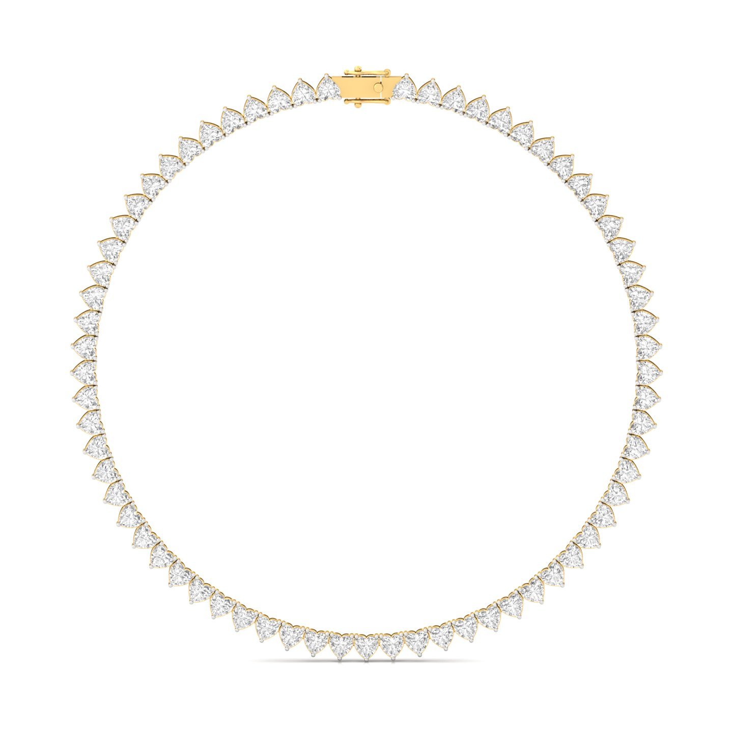 Heart Cut Diamond Tennis Necklace | Lab Grown CVD Diamond Romantic Necklace | 925 Silver | 10K | 14K | 18K - Gold Main View