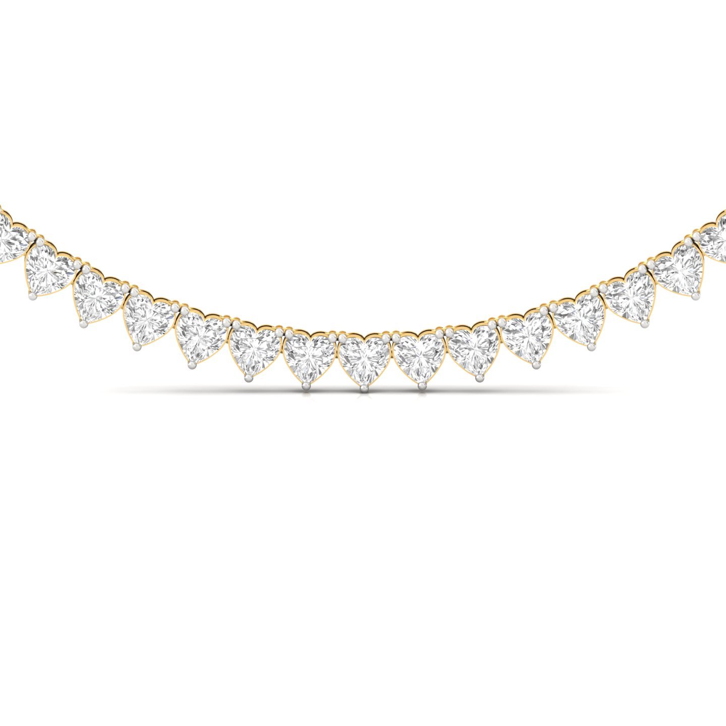 Heart Cut Diamond Tennis Necklace | Lab Grown CVD Diamond Romantic Necklace | 925 Silver | 10K | 14K | 18K - View 3