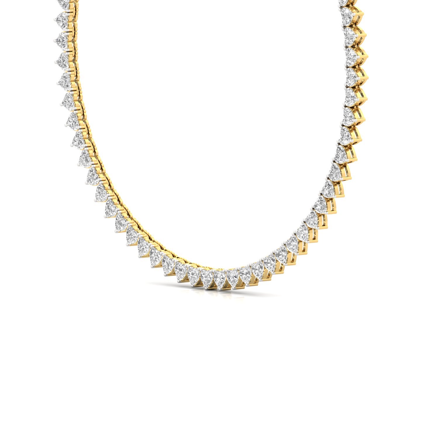 Heart Cut Diamond Tennis Necklace | Lab Grown CVD Diamond Romantic Necklace | 925 Silver | 10K | 14K | 18K - View 2