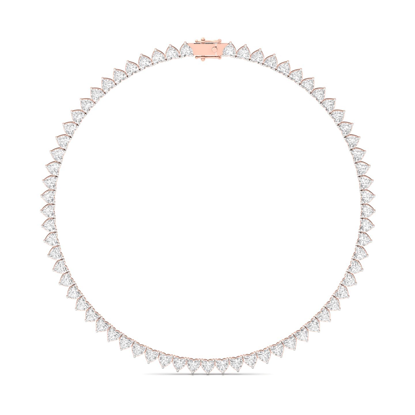 Heart Cut Diamond Tennis Necklace | Lab Grown CVD Diamond Romantic Necklace | 925 Silver | 10K | 14K | 18K - Rose Gold Main View