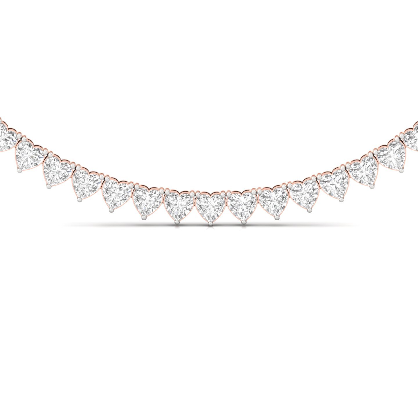 Heart Cut Diamond Tennis Necklace | Lab Grown CVD Diamond Romantic Necklace | 925 Silver | 10K | 14K | 18K - View 3