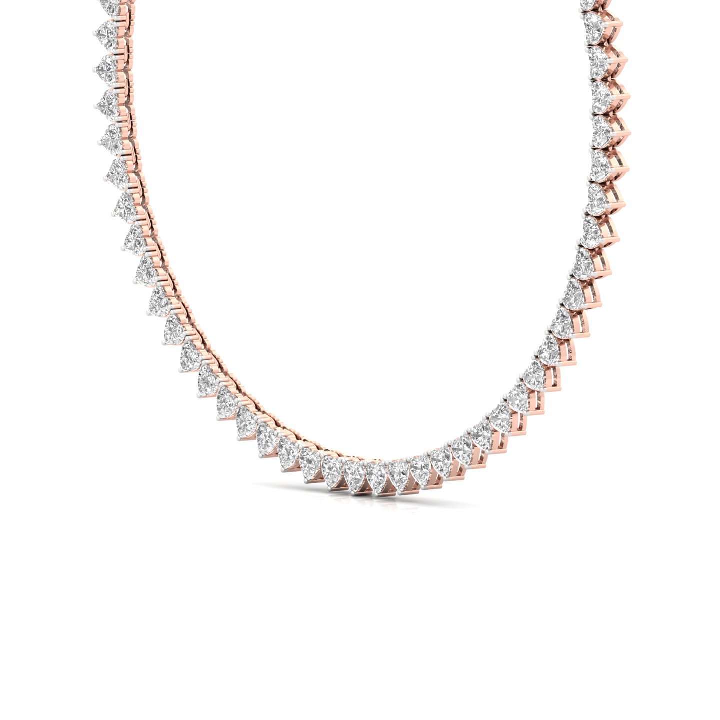 Heart Cut Diamond Tennis Necklace | Lab Grown CVD Diamond Romantic Necklace | 925 Silver | 10K | 14K | 18K - View 2