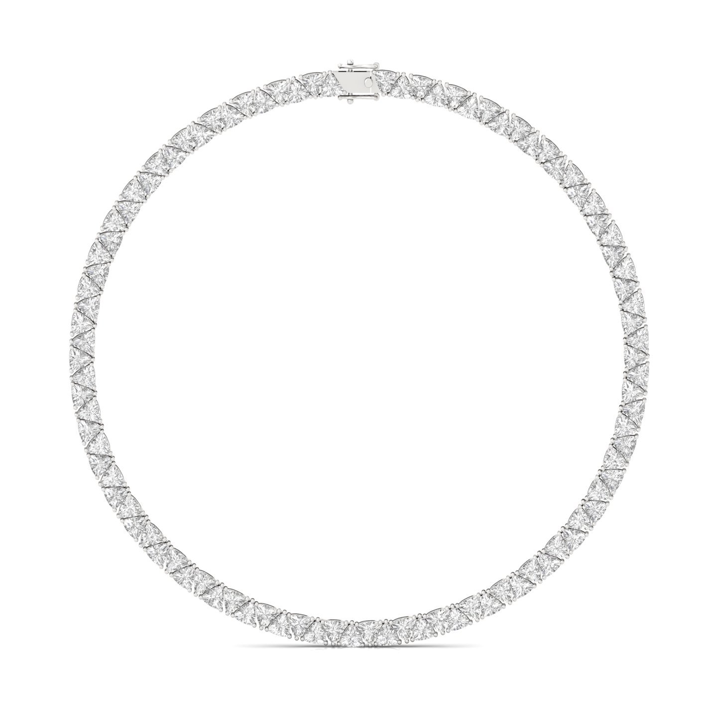 Trillion Cut Diamond Tennis Necklace | Lab Grown CVD Diamond Designer Necklace | 925 Silver | 10K | 14K | 18K - Main View