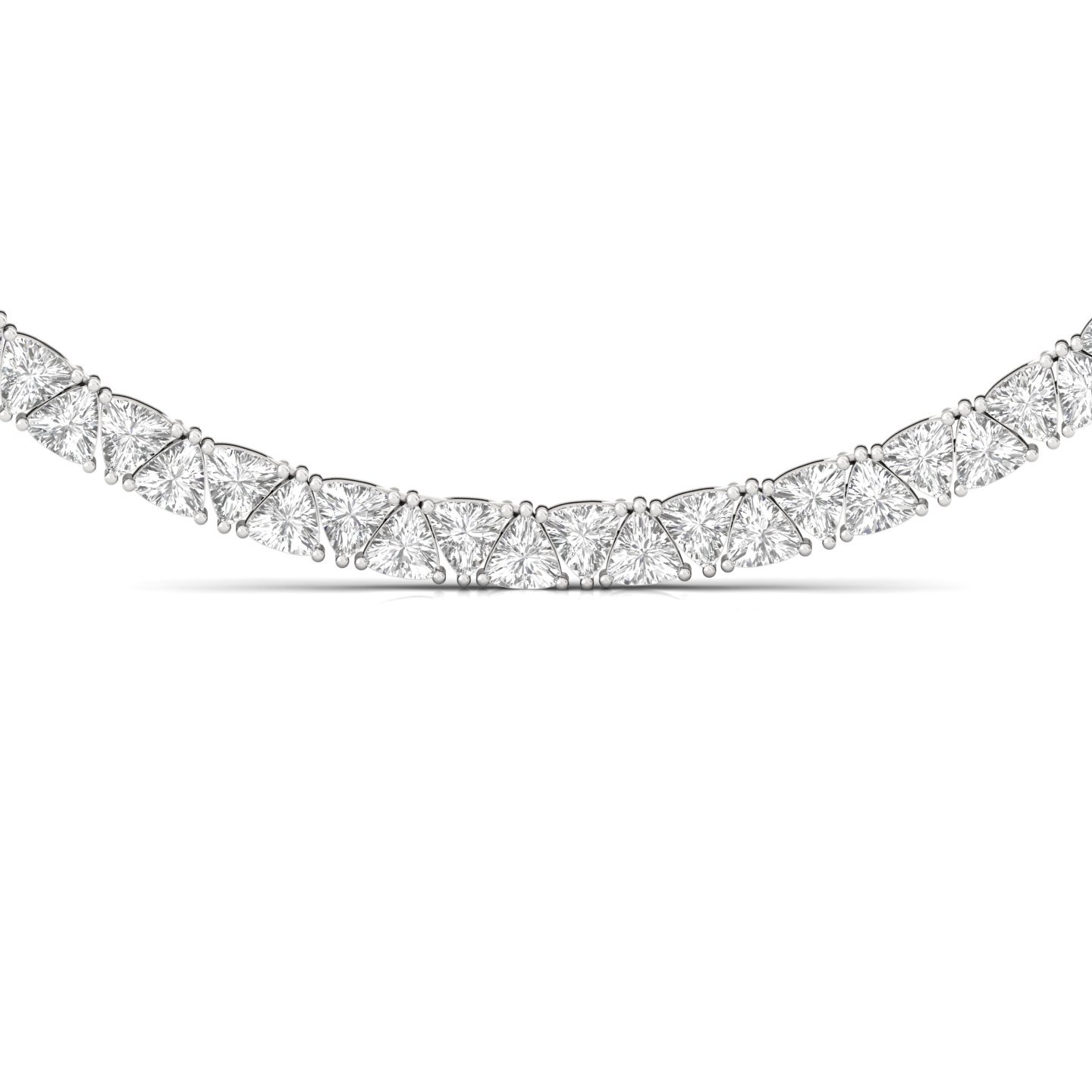 Trillion Cut Diamond Tennis Necklace | Lab Grown CVD Diamond Designer Necklace | 925 Silver | 10K | 14K | 18K - View 3
