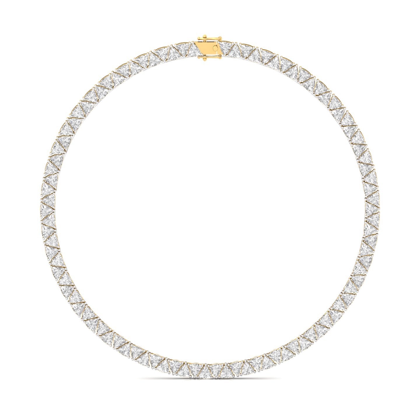 Trillion Cut Diamond Tennis Necklace | Lab Grown CVD Diamond Designer Necklace | 925 Silver | 10K | 14K | 18K - Gold Main View