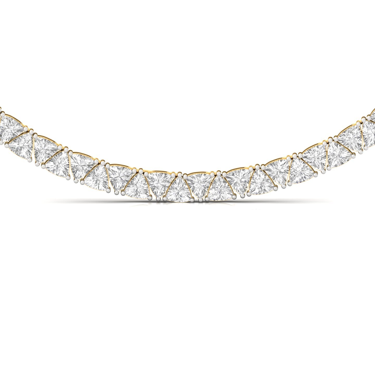 Trillion Cut Diamond Tennis Necklace | Lab Grown CVD Diamond Designer Necklace | 925 Silver | 10K | 14K | 18K - View 3