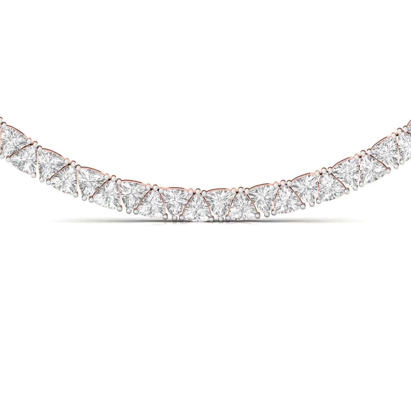 Trillion Cut Diamond Tennis Necklace | Lab Grown CVD Diamond Designer Necklace | 925 Silver | 10K | 14K | 18K - View 3