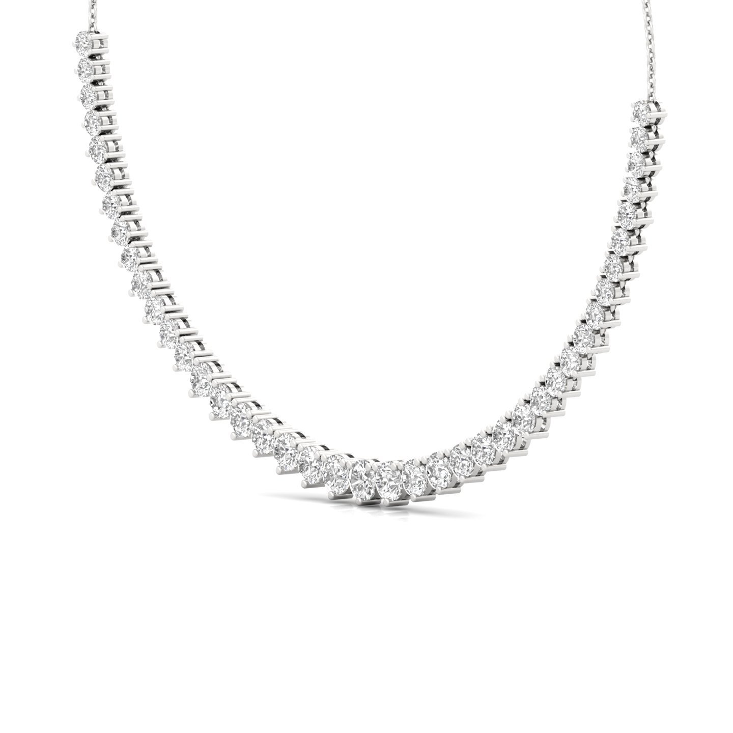 Round Cut Diamond Necklace (Without Chain) | Elegant Lab Grown CVD Diamond Tennis Necklace | 925 Silver | 10K | 14K | 18K - View 2