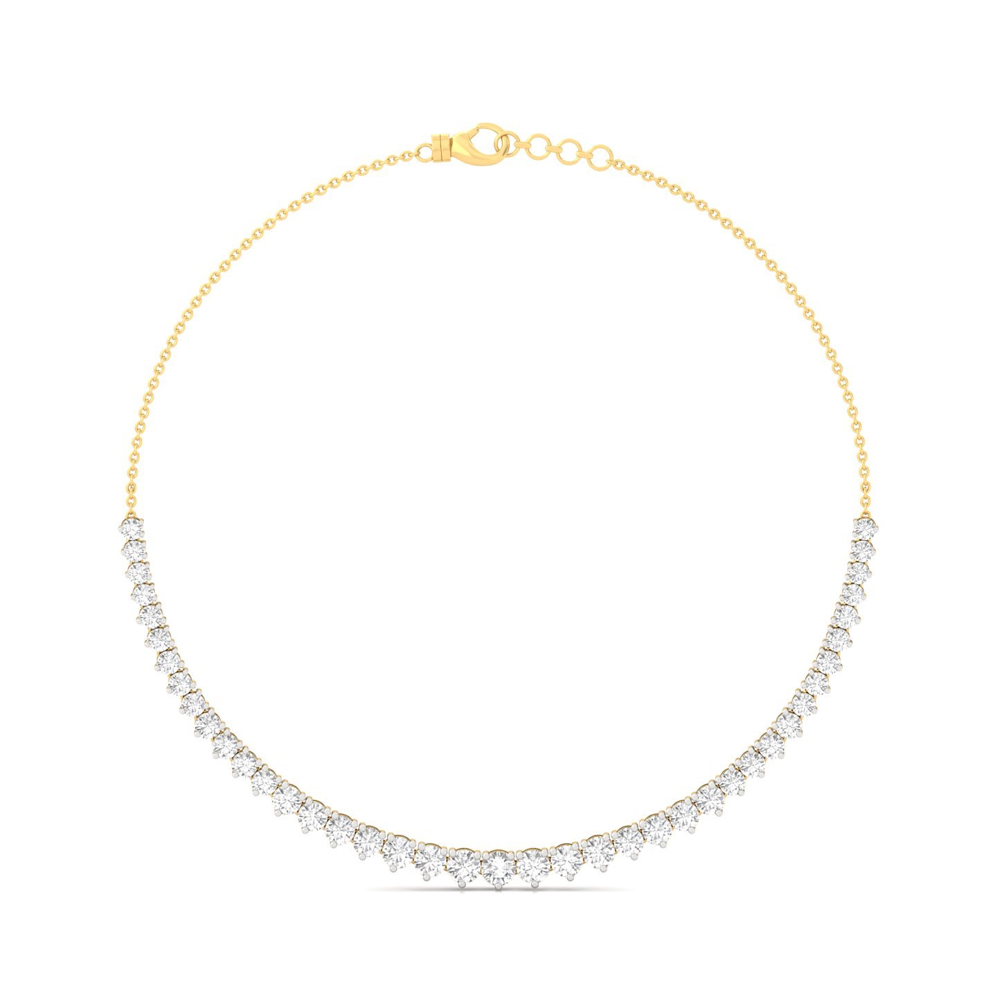 Round Cut Diamond Necklace (Without Chain) | Elegant Lab Grown CVD Diamond Tennis Necklace | 925 Silver | 10K | 14K | 18K - Gold Main View