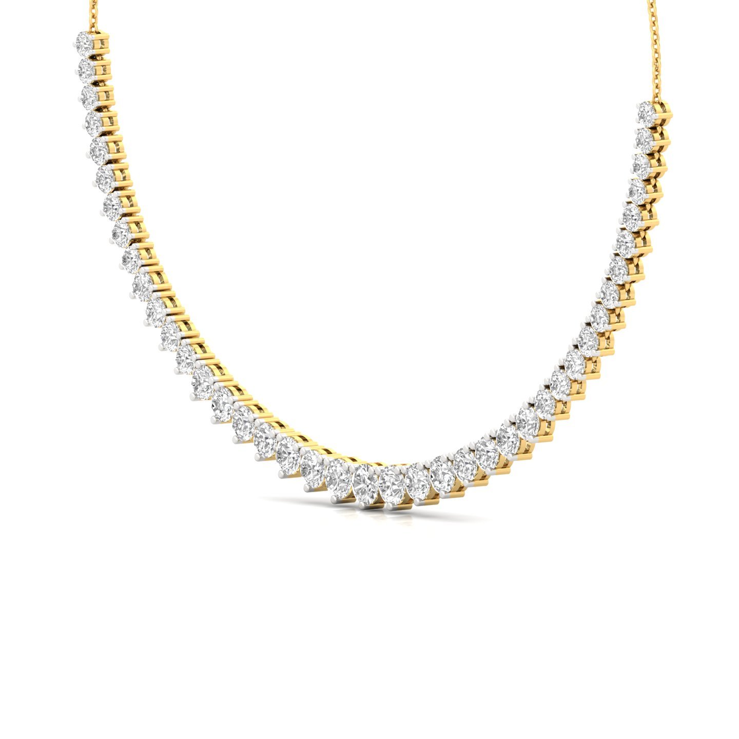 Round Cut Diamond Necklace (Without Chain) | Elegant Lab Grown CVD Diamond Tennis Necklace | 925 Silver | 10K | 14K | 18K - View 2
