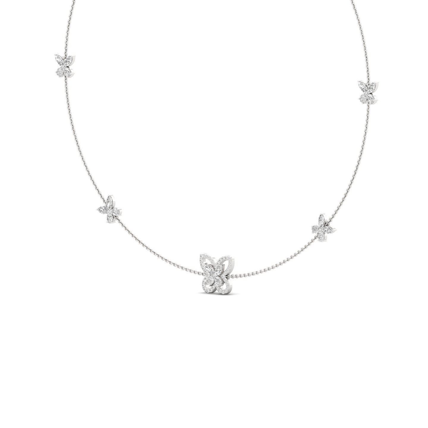 Butterfly Diamond Necklace (Without Chain) | Nature Inspired Lab Grown CVD Diamond Necklace | 925 Silver | 10K | 14K | 18K - View 2