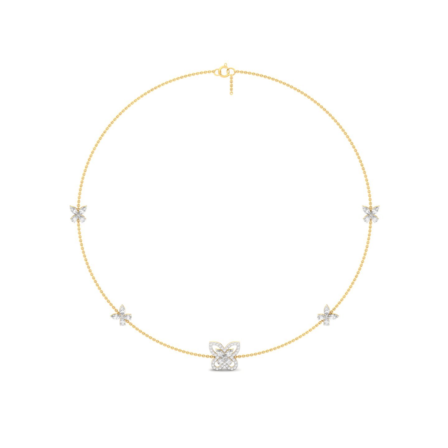 Butterfly Diamond Necklace (Without Chain) | Nature Inspired Lab Grown CVD Diamond Necklace | 925 Silver | 10K | 14K | 18K - Gold Main View