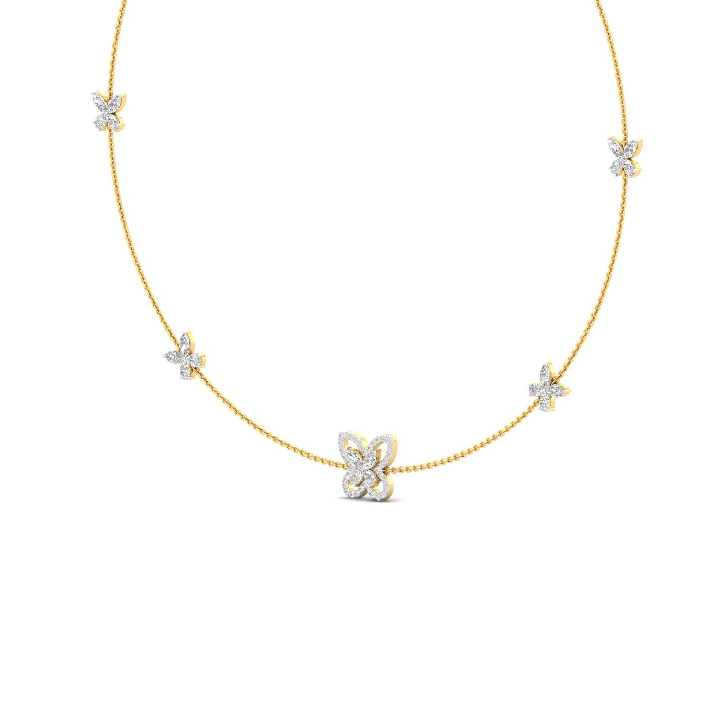 Butterfly Diamond Necklace (Without Chain) | Nature Inspired Lab Grown CVD Diamond Necklace | 925 Silver | 10K | 14K | 18K - View 2