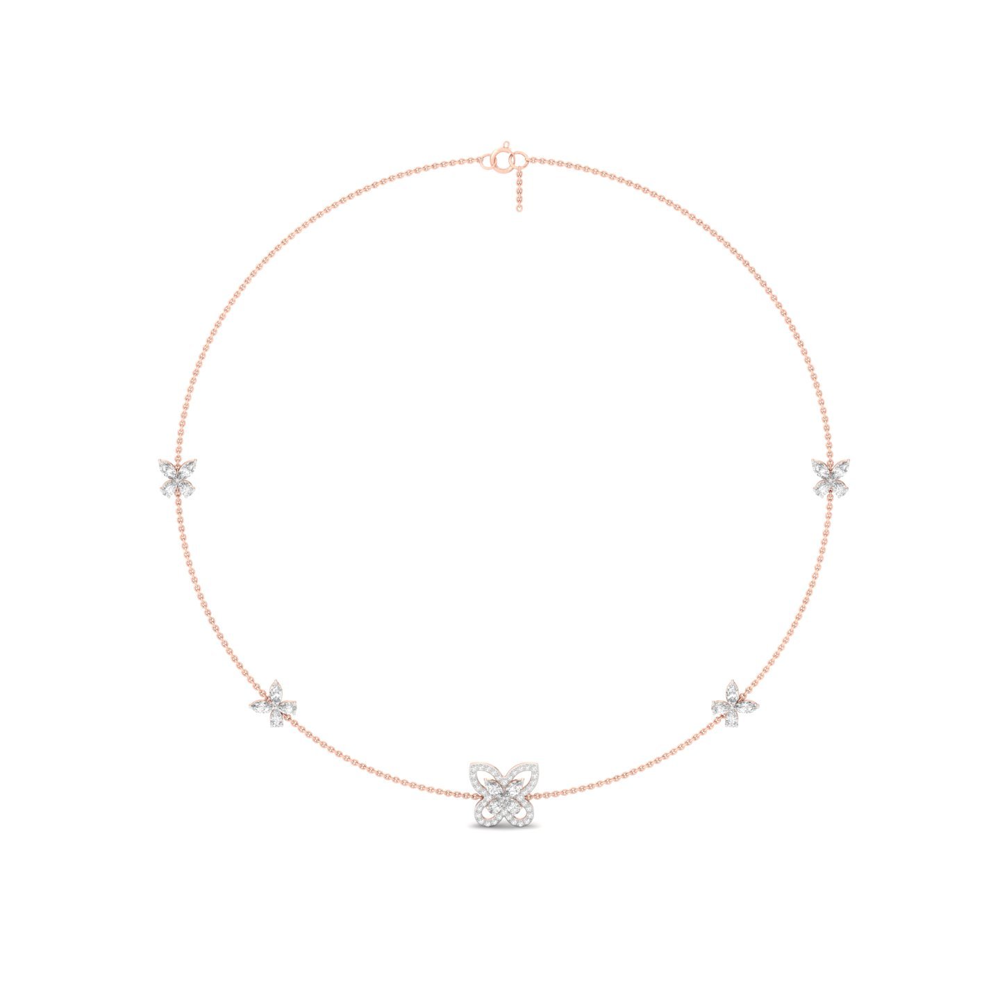 Butterfly Diamond Necklace (Without Chain) | Nature Inspired Lab Grown CVD Diamond Necklace | 925 Silver | 10K | 14K | 18K - Rose Gold Main View