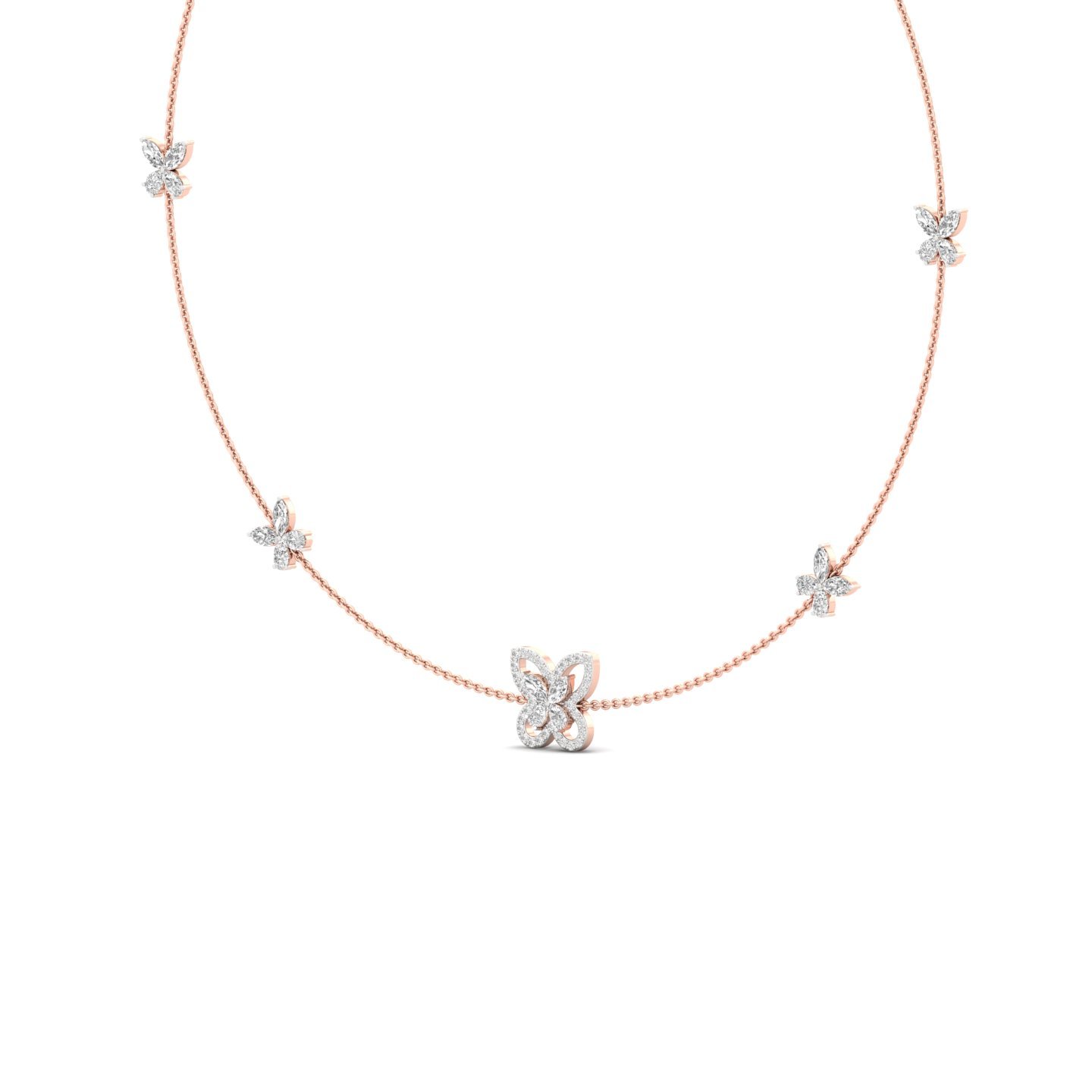 Butterfly Diamond Necklace (Without Chain) | Nature Inspired Lab Grown CVD Diamond Necklace | 925 Silver | 10K | 14K | 18K - View 2