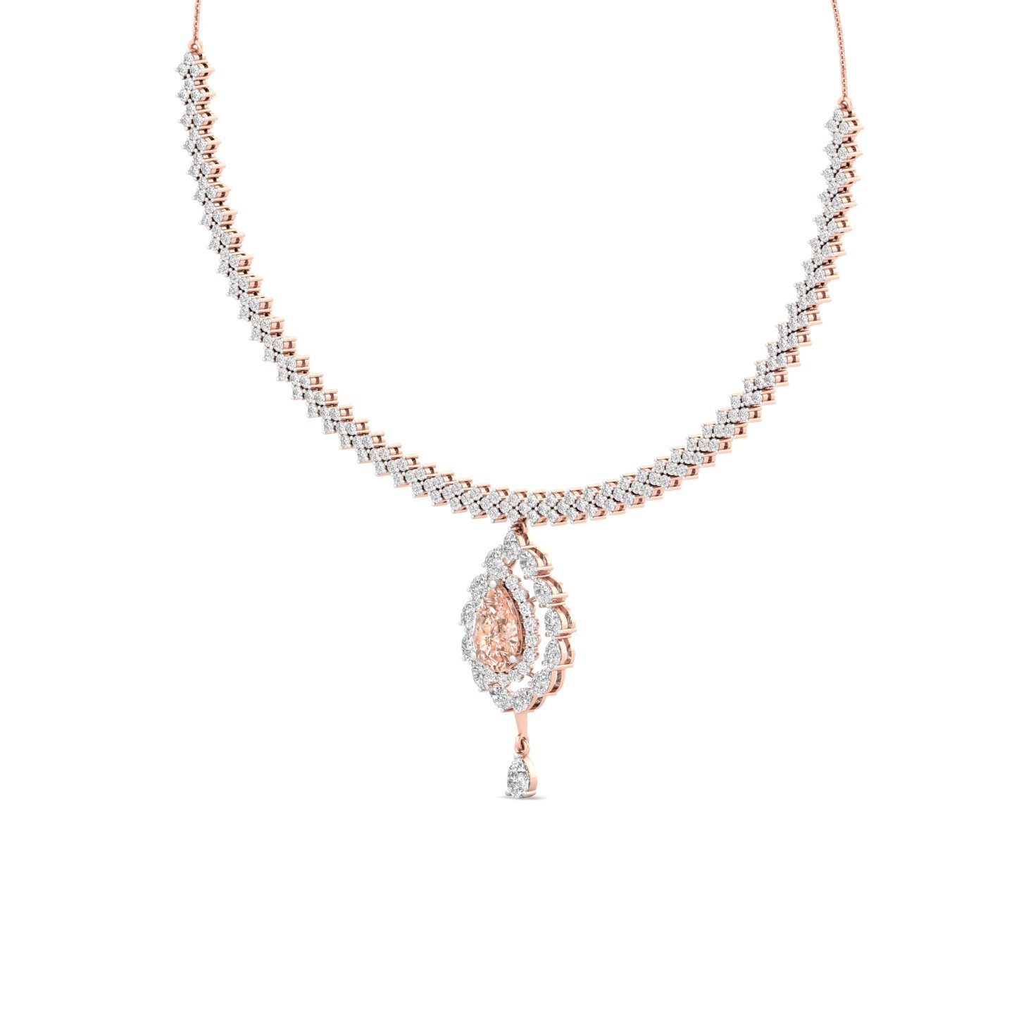 Diamond Necklace with Fancy Center Stone | Luxury Lab Grown CVD Diamond Necklace | 925 Silver | 10K | 14K | 18K - View 2